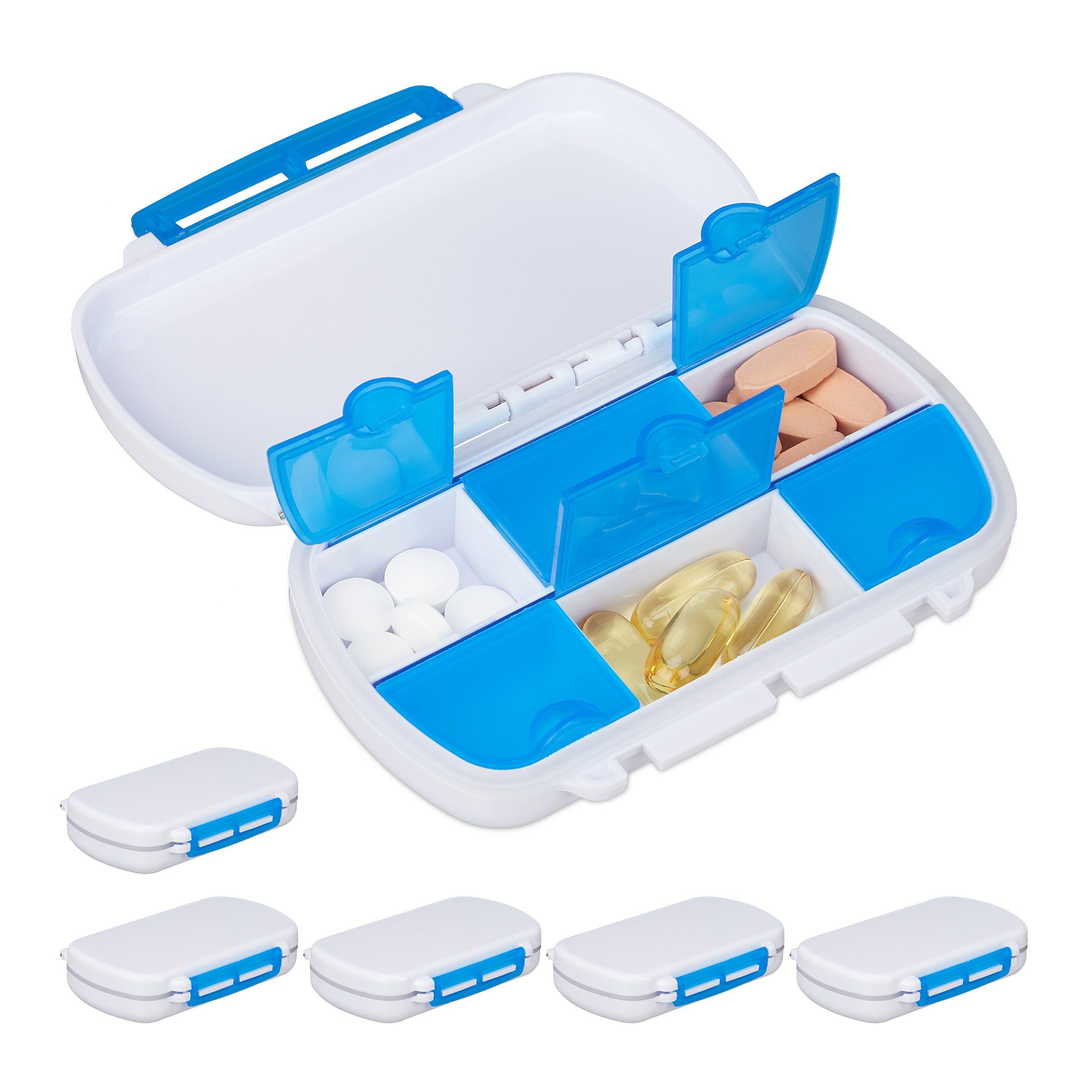 Pillendose 6 x Tablettendose 6 Fächer