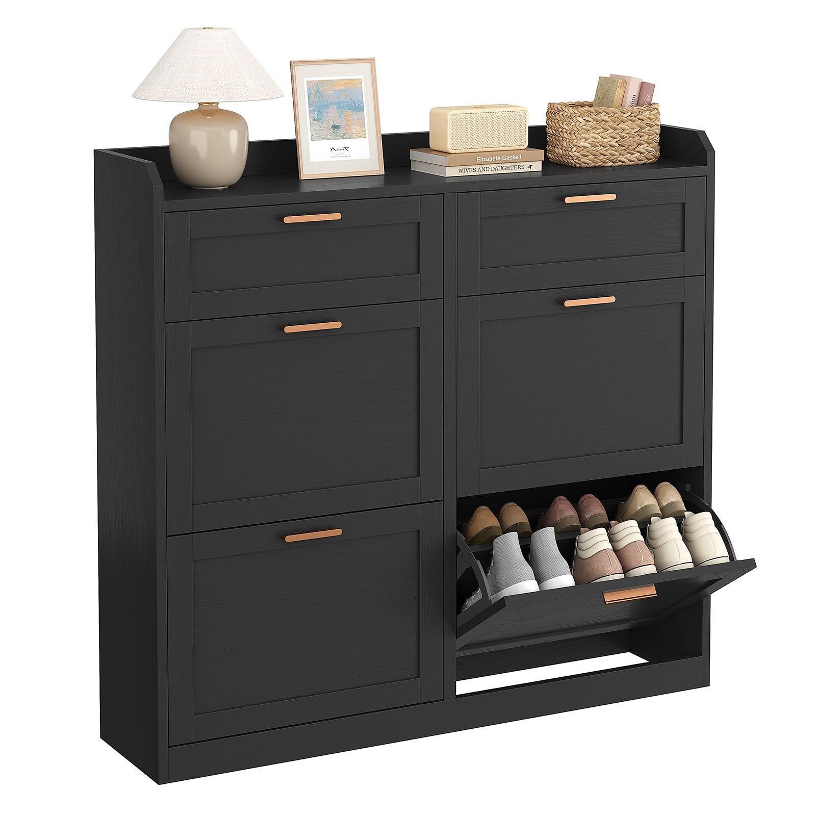 MSMASK Schuhschrank mit 4 Klappen, Einstellbarer Schuhregal, 24 x 100 x 103 günstig online kaufen