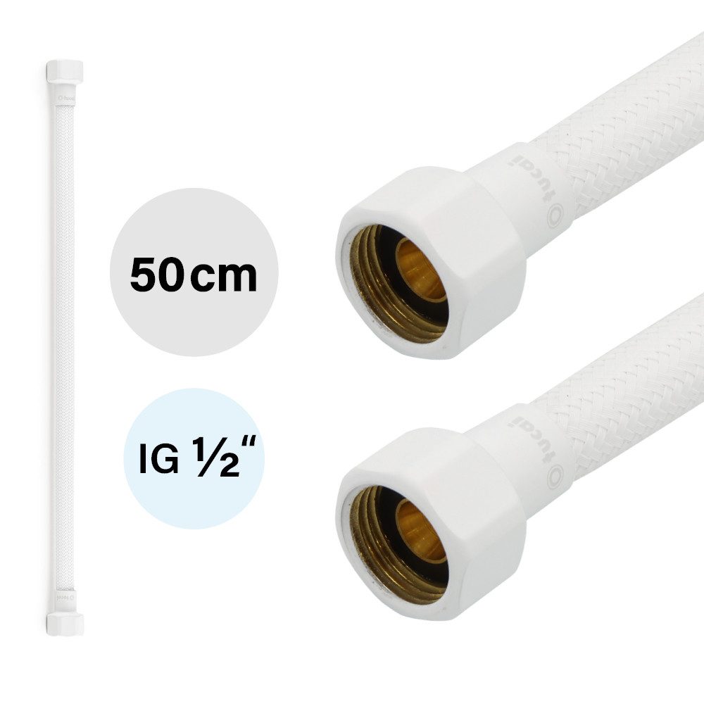 TUCAI Flexschlauch Flexschlauch DN8 IG/IG 1/2" Weiss Matt 500mm