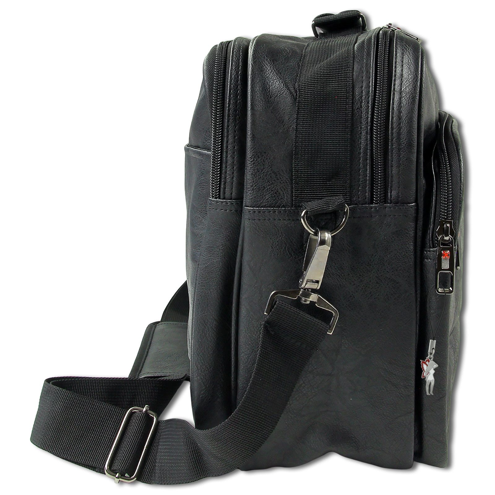 Travel N Meet Schultertasche Travel N Meet Schultertasche Herren (Schultertasche), Herren Kunstleder Schultertasche, schwarz ca. 40cm