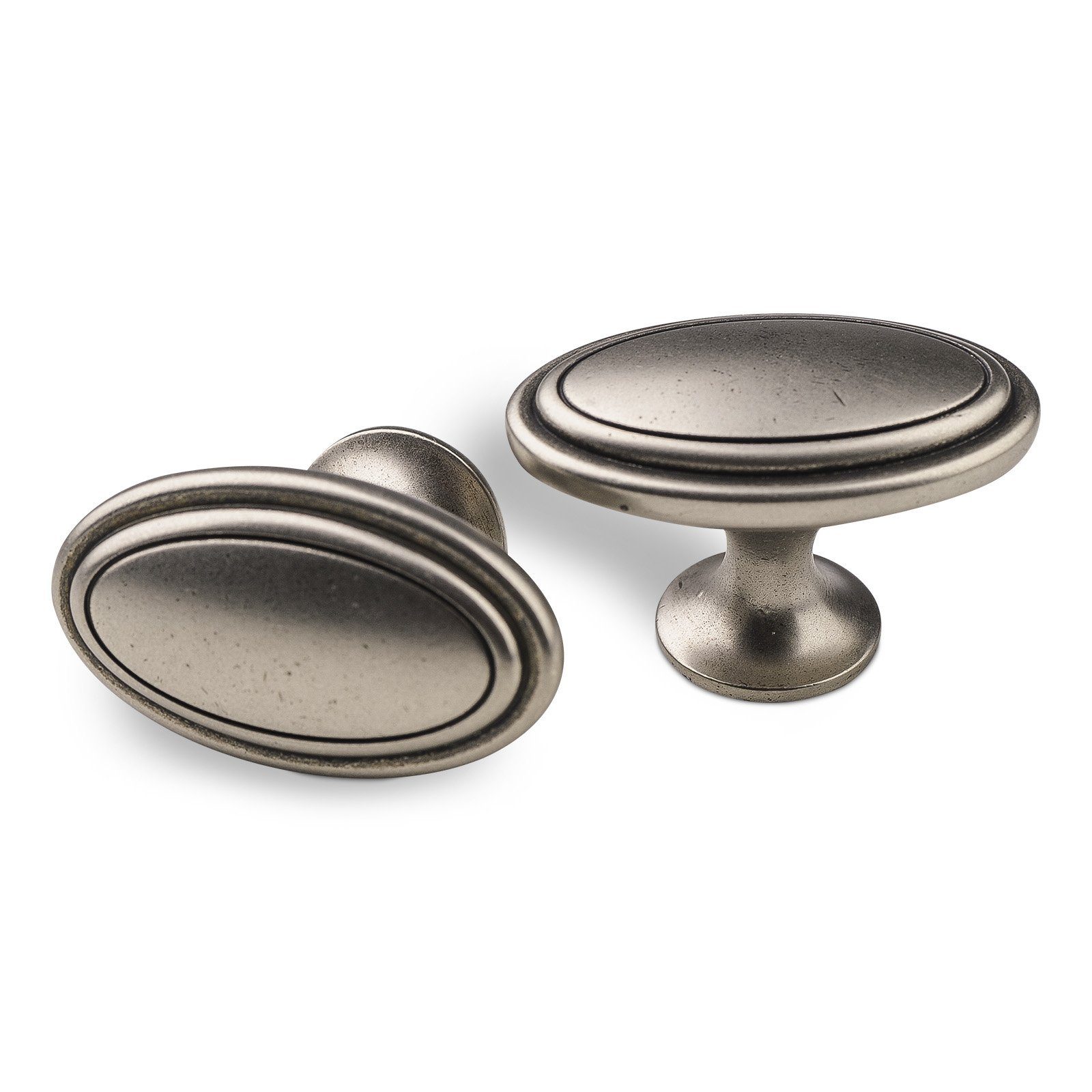 Möbelknopf OVAL Altsilber Zinkfarbig vintage Knopf Knauf
