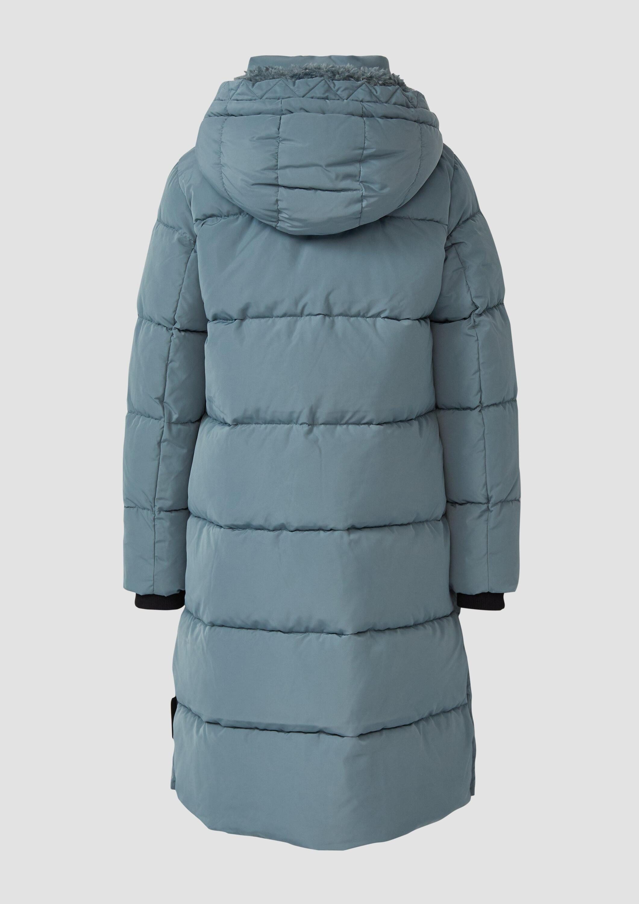 s.Oliver Wintermantel Outdoor-Mantel Steppmantel mit Teddyplüsch-Kapuze