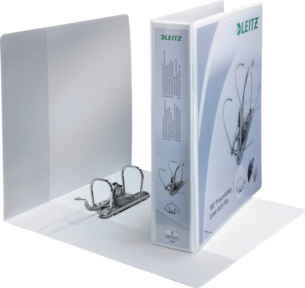 LEITZ Aktenordner Präsentationsordner A4 50mm 180 Grad weiß