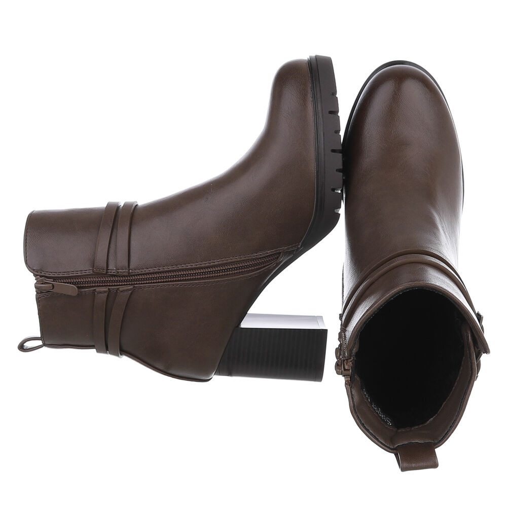 Ital-Design Elegante Absatzboots mit Riemchen und Schnallen High-Heel-Stiefelette (90514907) Blockabsatz Stiefeletten in Hellbraun