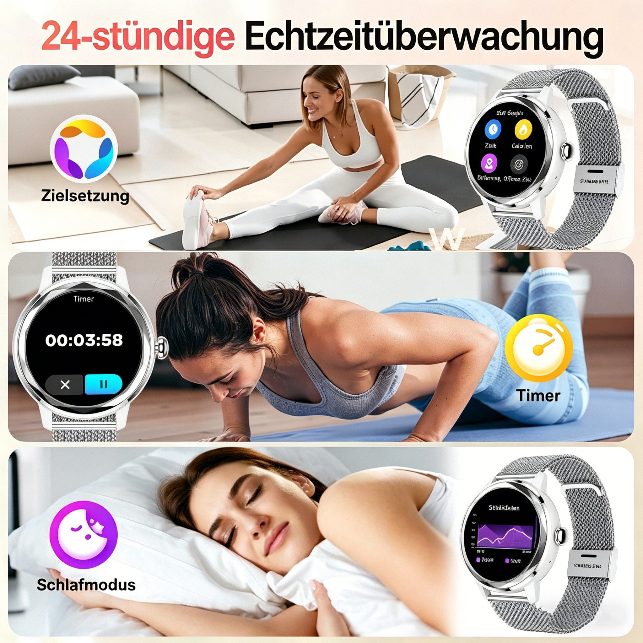 Vornix 2026 Neues Smartwatch Damen, Fitness Uhr mit Anruffunktion Smartwatch Smartwatch (Fitnessuhr mit Telefonfunktion/WhatsApp Notiz,Smartwatch Fitness Tracker Uhr IP68 Wasserdicht,1.2" HD Voll Touchscreen Fitnessuhr Tracker mit Blutsauerstoff/Pulsmesser/Sportuhr/Schrittzähler/Schlafmonitor Aktivitätstracker usw für iOS/Android Uhren Watch cm)