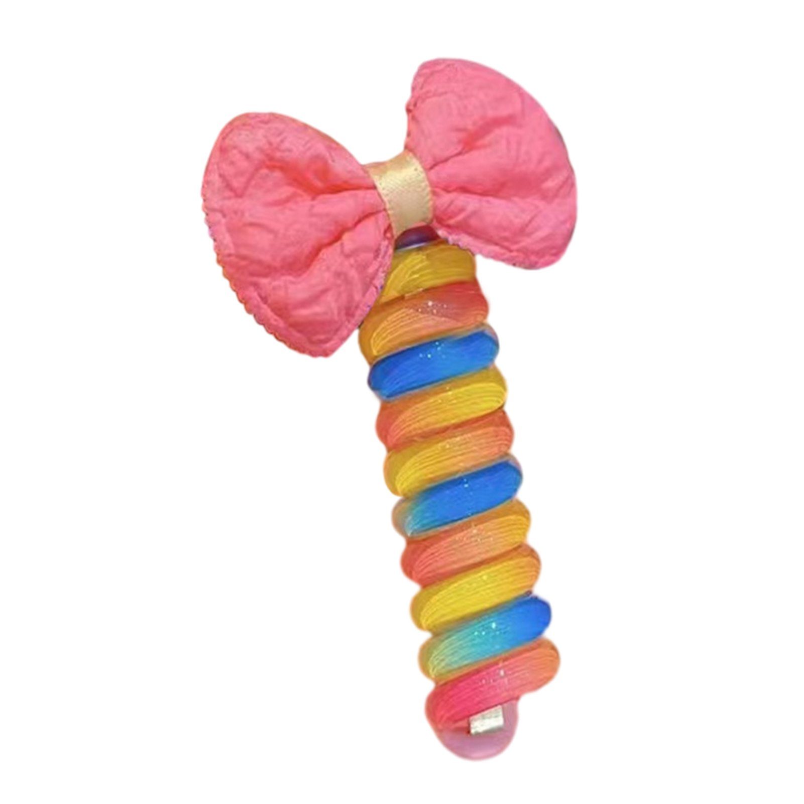 Blusmart Spiral-Haargummi Mädchen Bunte Schleife Telefonkabel Haarbänder Wiederverwendbare DIY, Spiral-Haargummi pink cloth bow