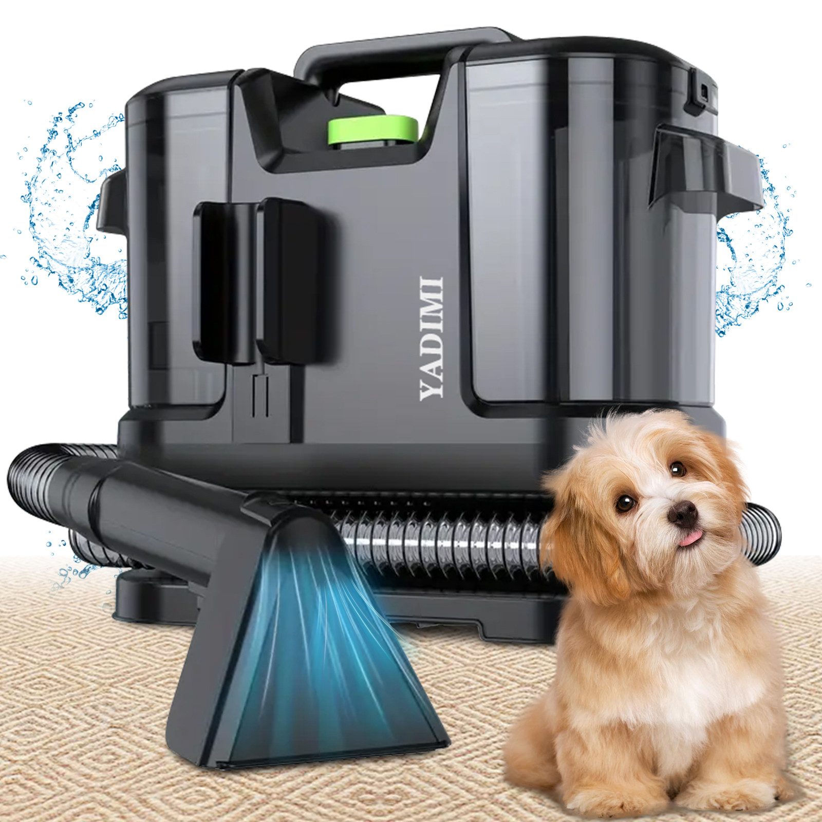 YADIMI Teppichreinigungsgerät V6, Teppichreiniger Waschsauger mit 18KPa Saugkraft, 450 W, beutellos, für Sofas, Teppiche und Haustierunterlagen