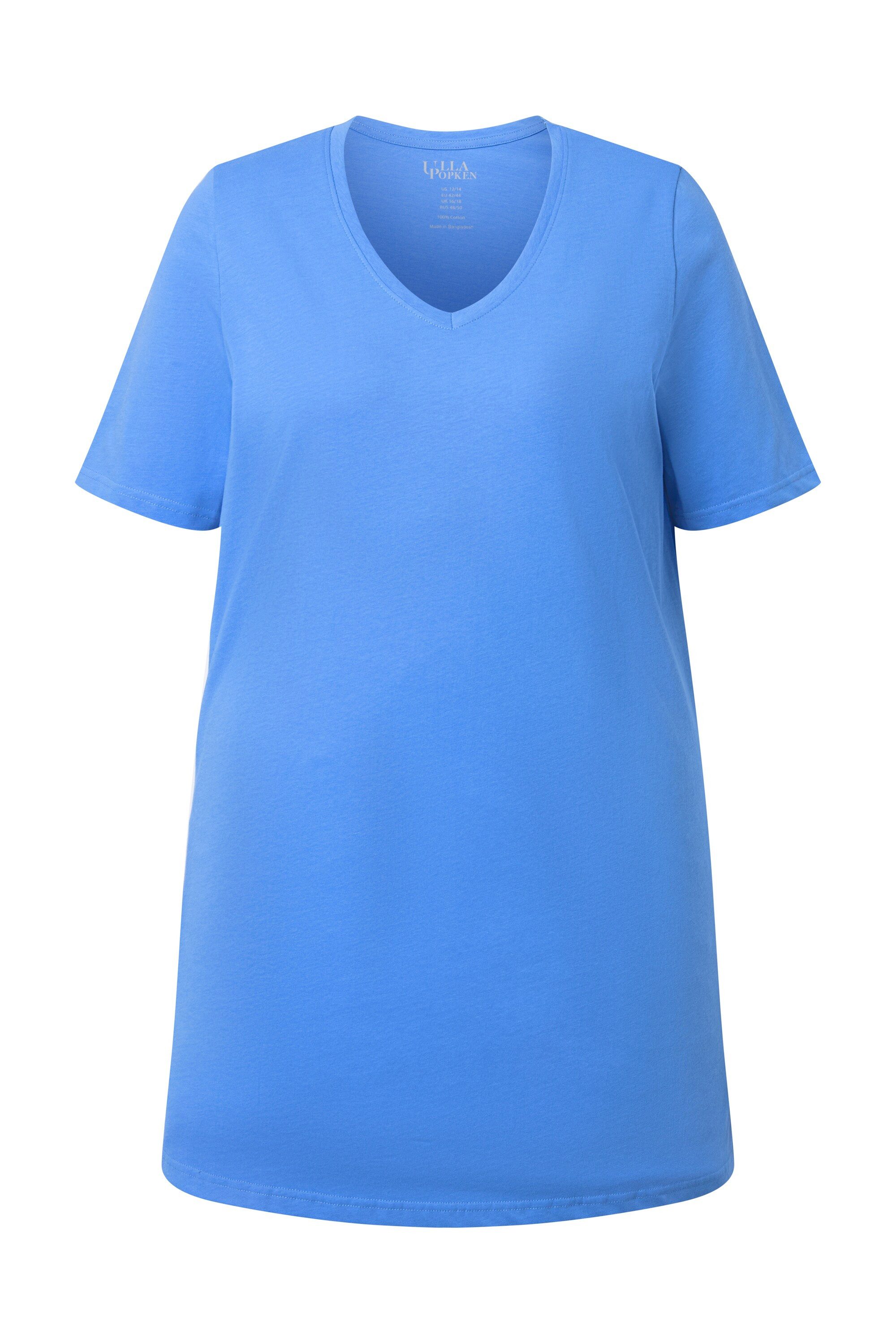 Ulla Popken Longshirt Longshirt A-Linie V-Ausschnitt Halbarm günstig online kaufen