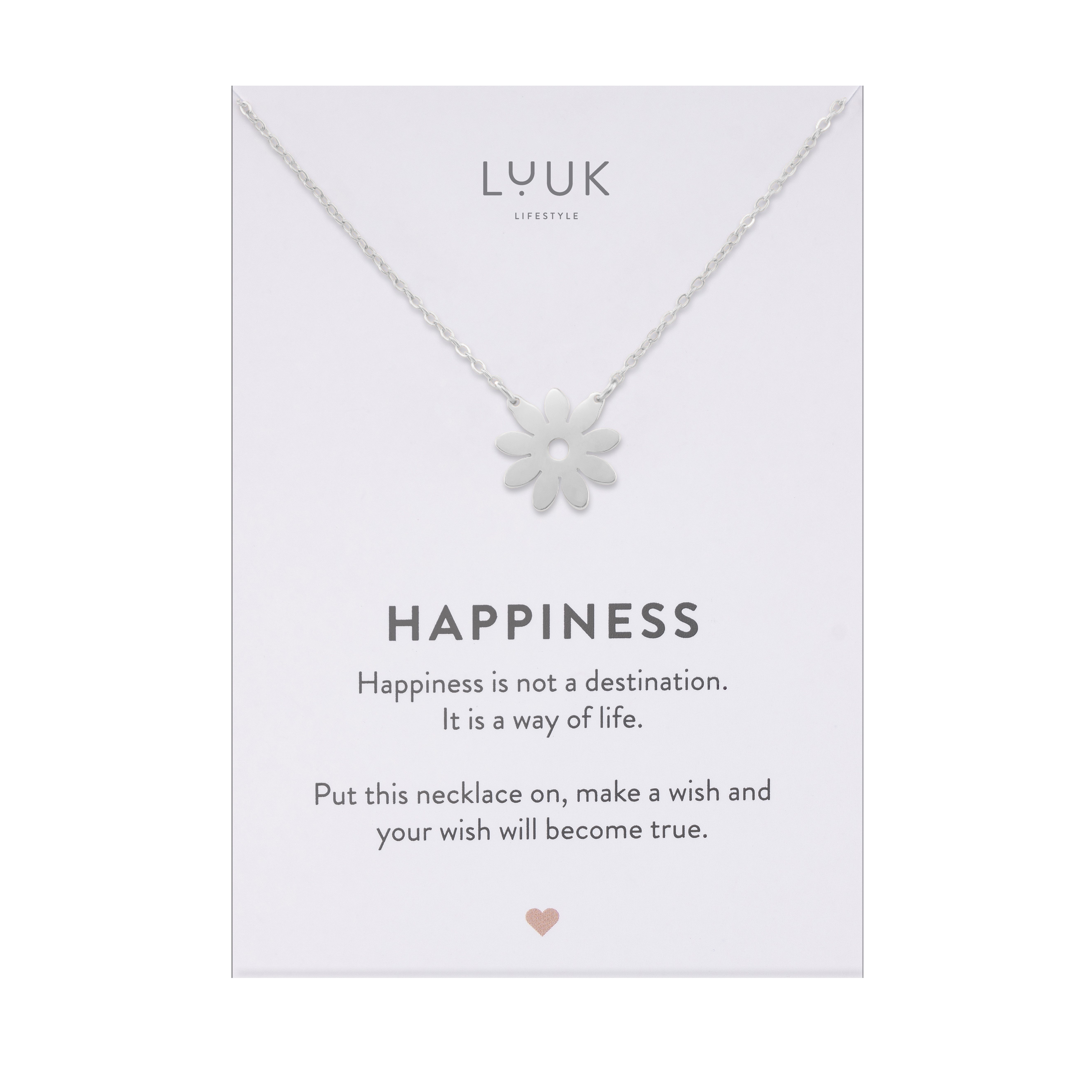 LUUK LIFESTYLE Kette mit Anhänger Gänseblümchen, mit HAPPINESS Speuchkarte, feminin und elegant