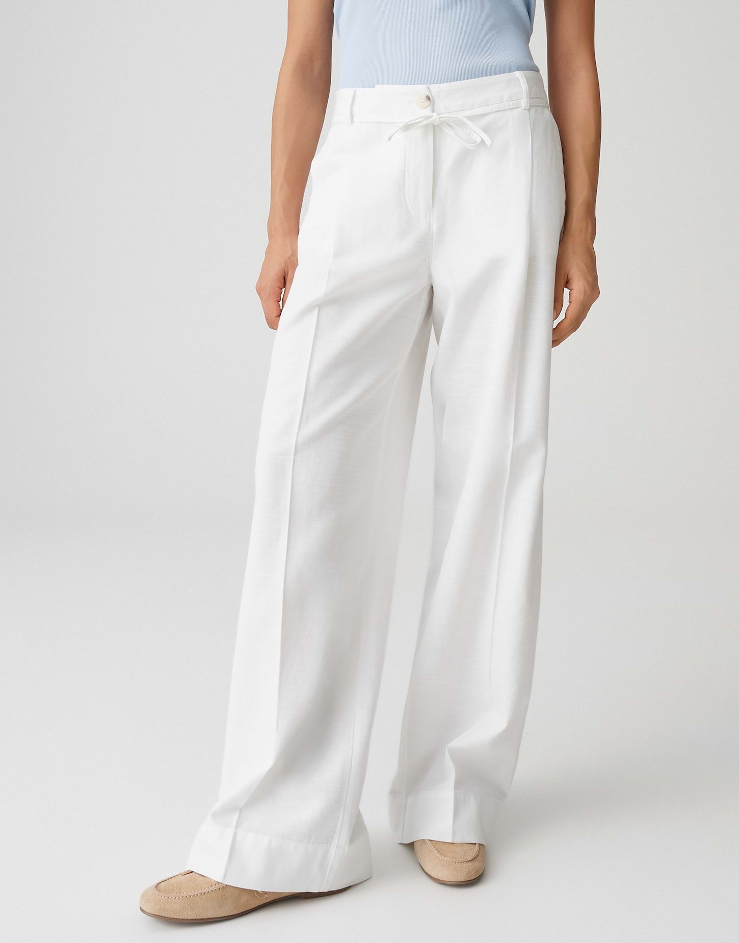 OPUS Bundfaltenhose Meeri coastal aus nachhaltigem Cotton Leinen Mix Nahttaschen vorne, natürlicher Griff