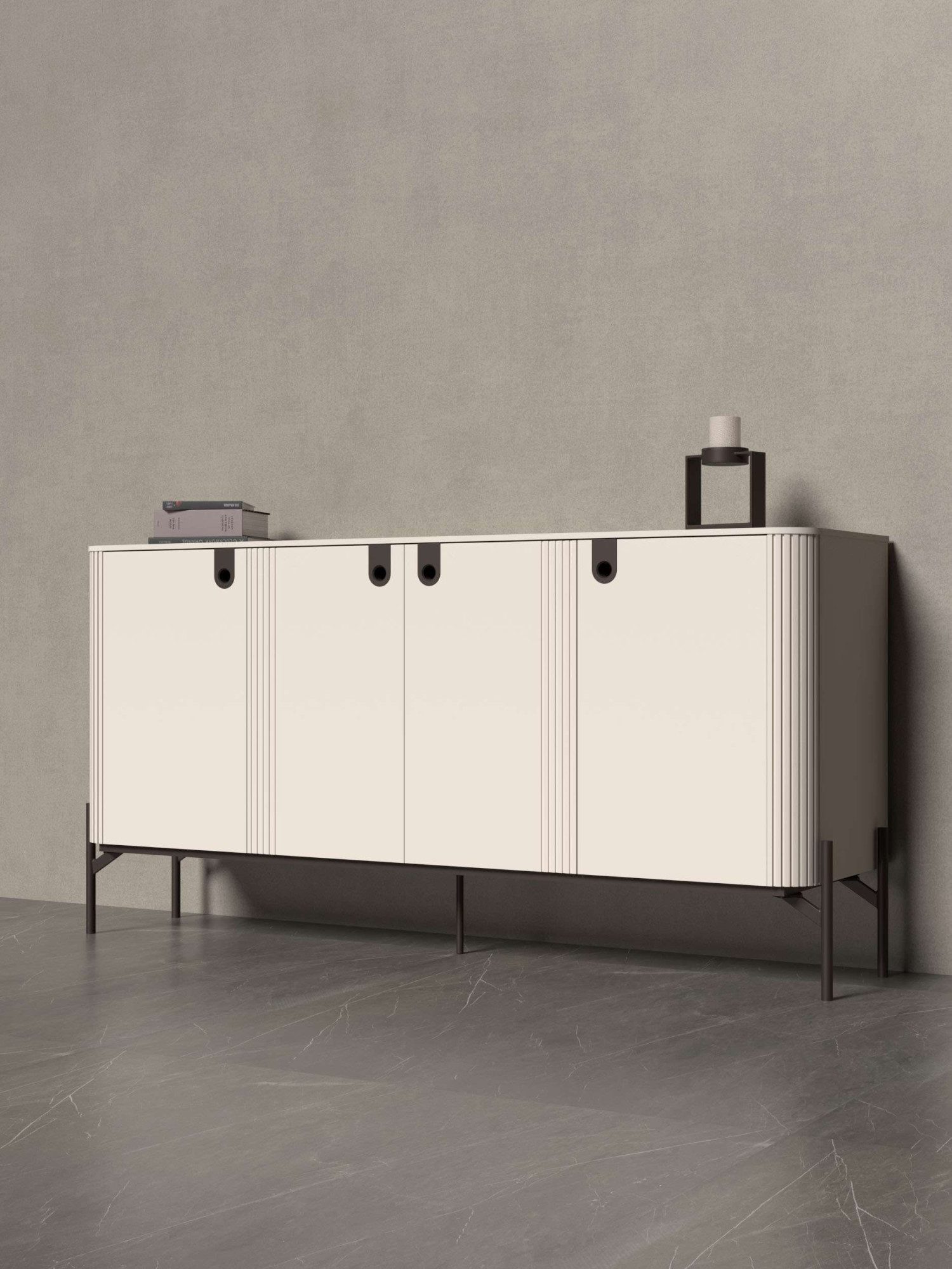 OTTO home Kommode Rondo Sideboard, Schrank mit Metallfüßen und Metallgriffen, UV lackiert, Soft Close Funktion, Metallrahmen als Basis des Elements