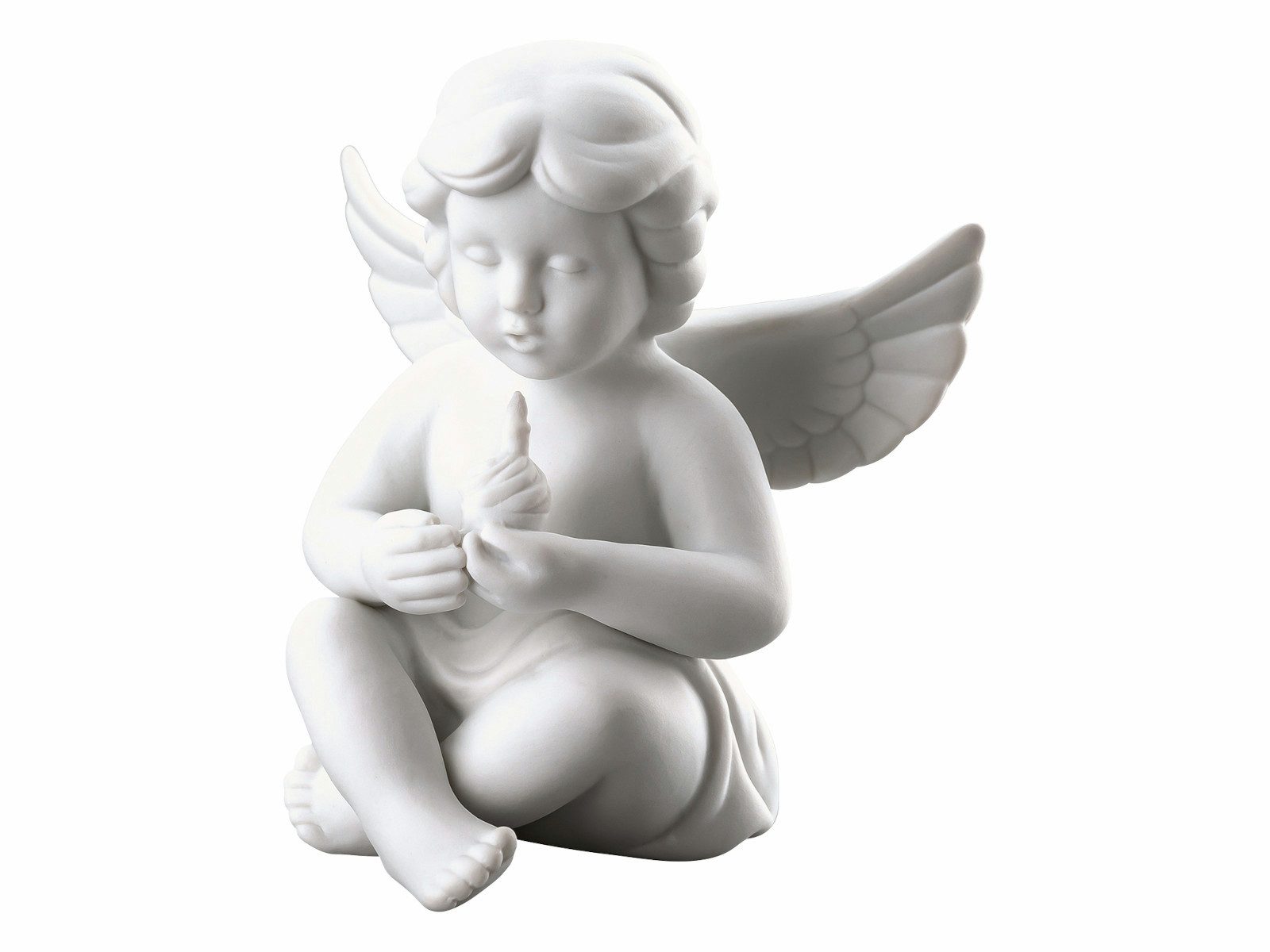 Rosenthal Dekofigur Engel mittel weiss matt m. Geburtstagskuchen 10cm, Figuren