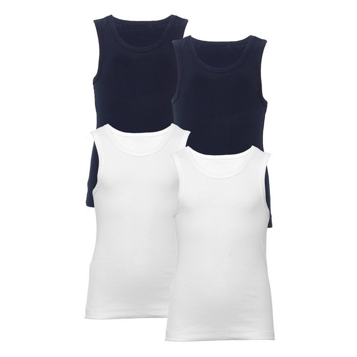 CARBURANT Unterhemd Unterhemden für Jungen 4er-Pack weiß/blau (4er-Pack) aus reiner Baumwolle