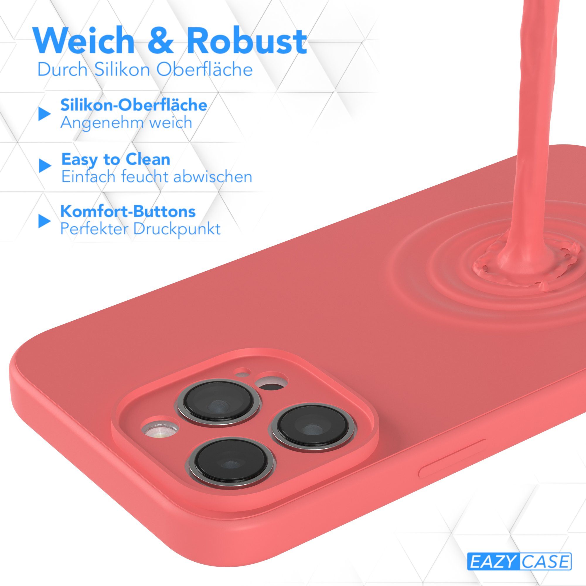 EAZY CASE Handyhülle für Apple iPhone 14 Pro Max Hülle Silikon 6,7 Zoll, Schutzhülle mit Kameraschutz stoßfest telefonhülle Matt Rot / Hellrot – Bild 5 von 5