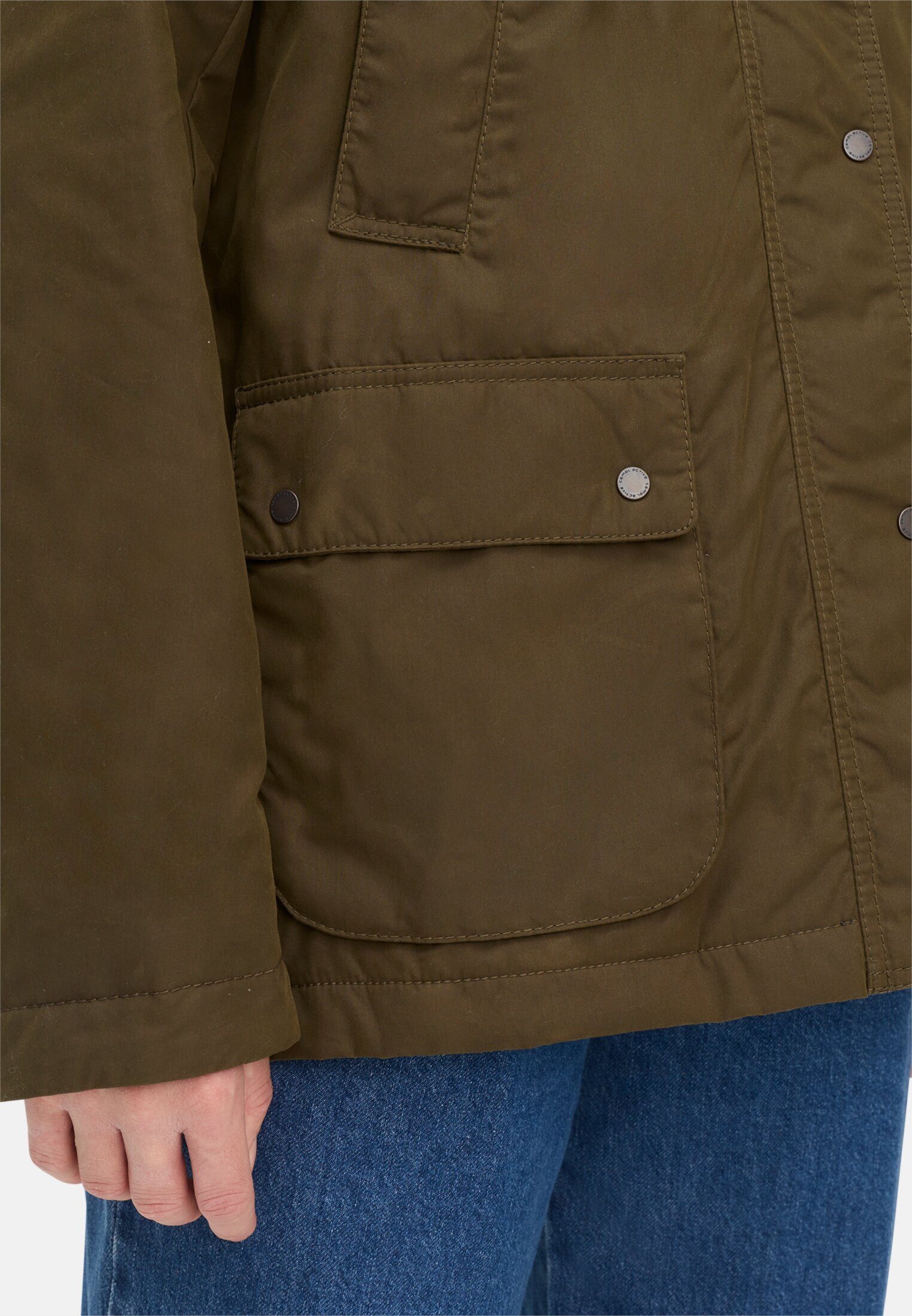 camel active Fieldjacket mit abnehmbarer Kapuze und Kordkragen Langarm