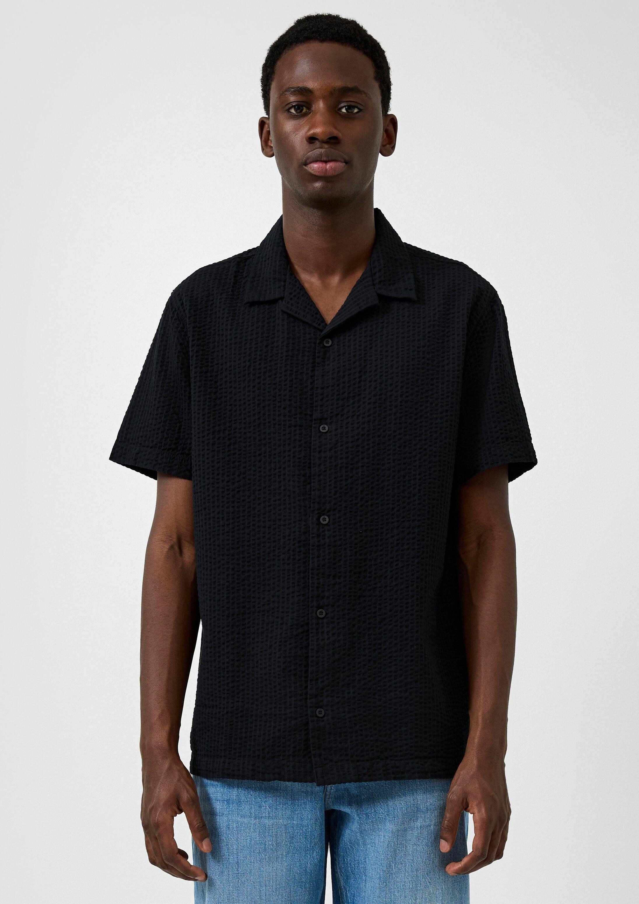QS Kurzarmhemd Hemd Resort Fit: Seersuckerhemd
