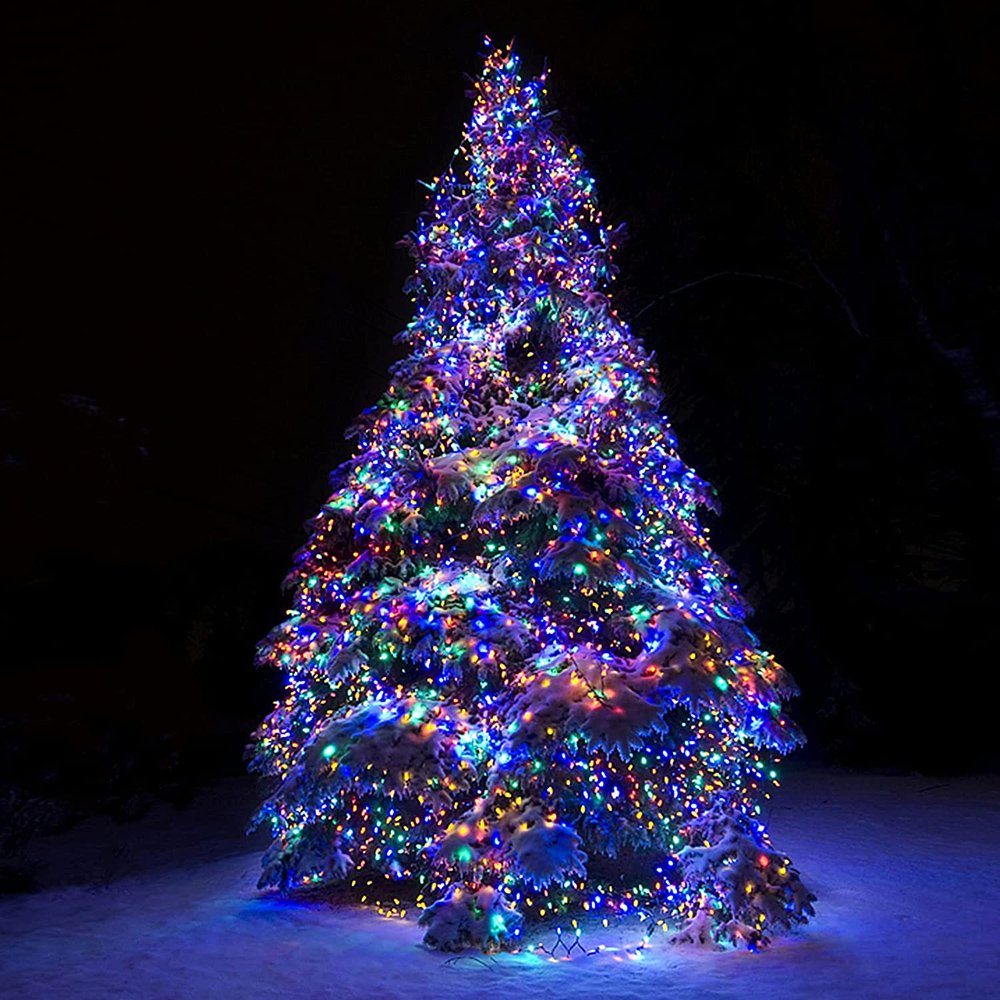 Innen, Timer, Party Sunicol LED-Lichterkette Warmweiß/Weiß/Mehrfarbig/Blau USB Weihnachtsbaum Wasserdicht, mit Außen Modi, Garten Lichter 8 Beleuchtung Deko,