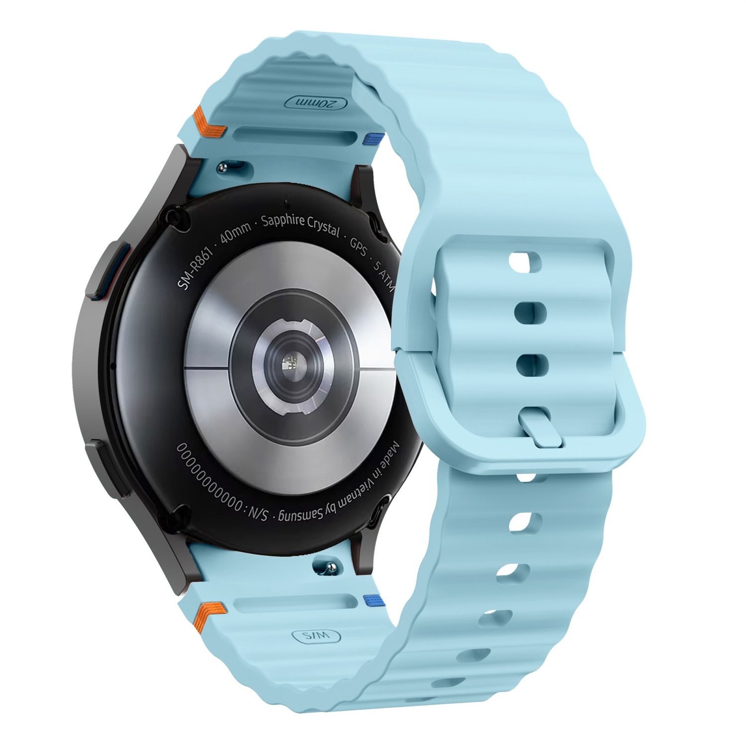 Wigento Smartwatch-Armband Für Samsung Galaxy Watch 7 44 / 40mm Silikon Wellen Design Band H Blau
