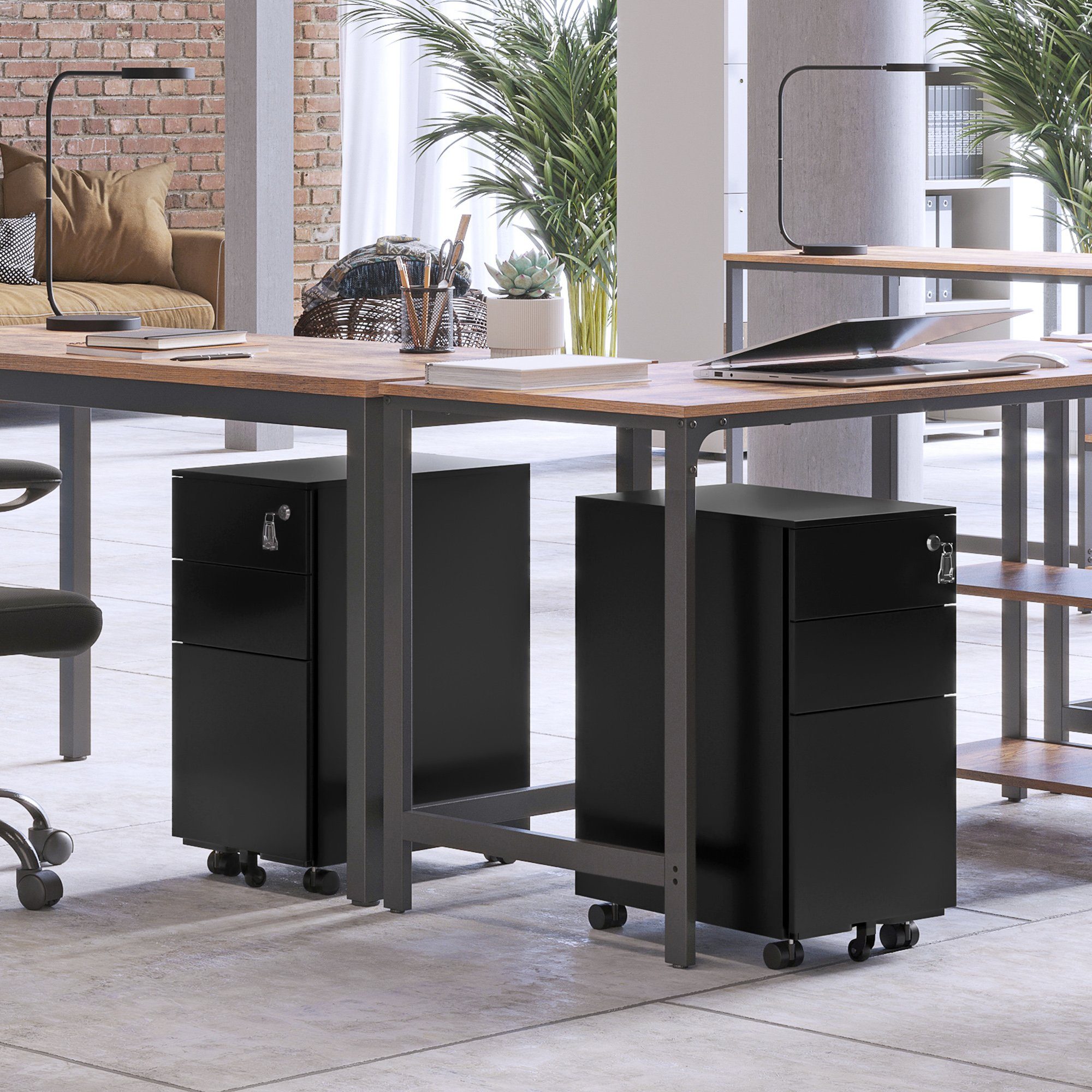 SONGMICS Aktenschrank Rollcontainer, mit 3 Schublade, vormontiert, 2 Größen günstig online kaufen