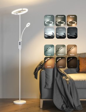 ANTEN LED Stehlampe LED Stehleuchte Flexibler Leseleuchte Dimmbar Deckenfluter Wohnzimmer, Weiß Verstellbare Leselampe