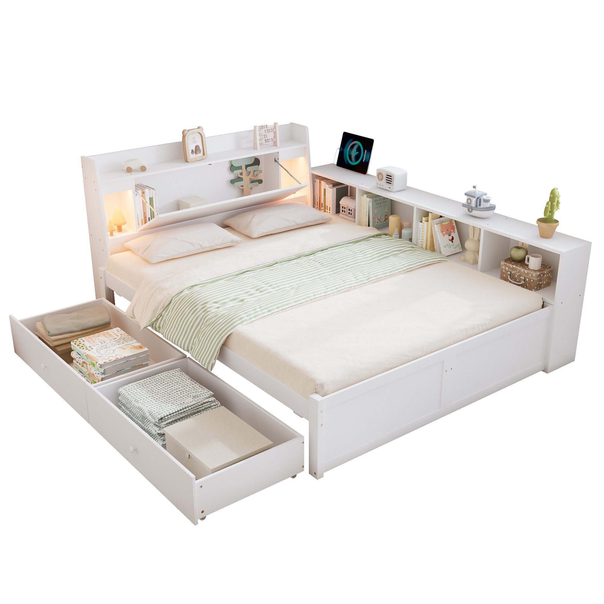 OKWISH Kinderbett Holzbett Stauraumbett (140x200 cm günstig online kaufen