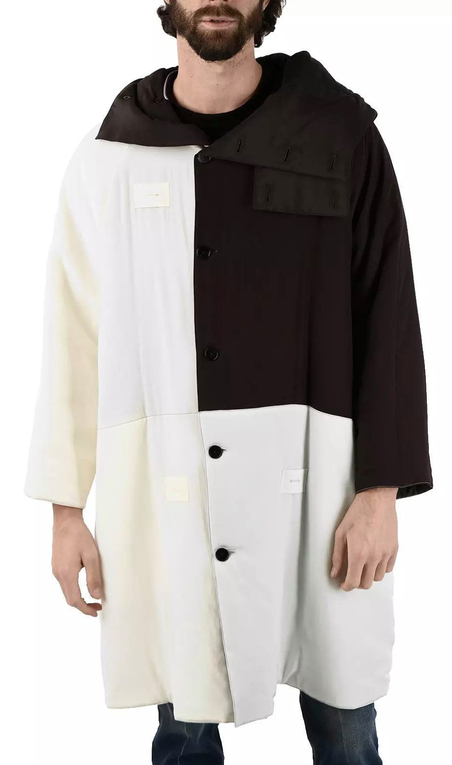JIL SANDER Langmantel Oversized Trenchcoat Parka in Seide mit Kapuze höchster Handwerkskunst, Wattiert, Dreifarbig, Eingrifftaschen