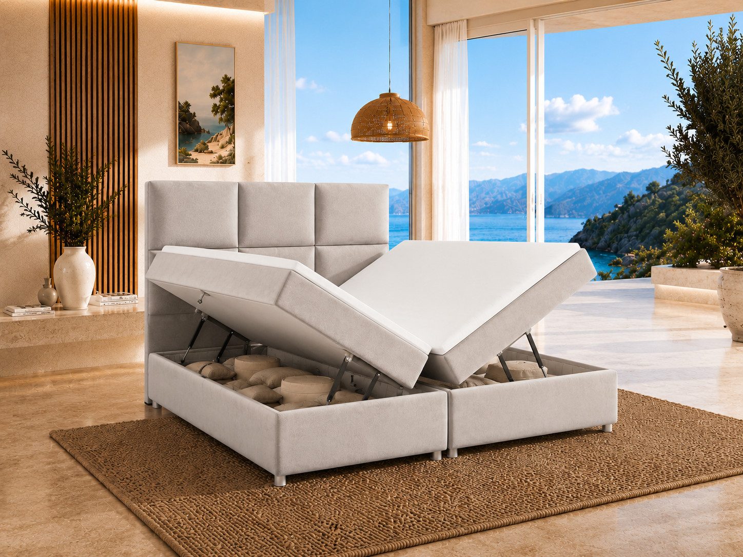 Best for Home Boxspringbett Trinity K-13 mit Bettkasten & 5 cm Topper & Komfort (Boxspring bett-Set mit Topper & Stauraum, 3-St., 140x200 160x200 180x200 200x200 cm), Ergonomischer Schlafkomfort,druckentlastender Topper, modernes Design