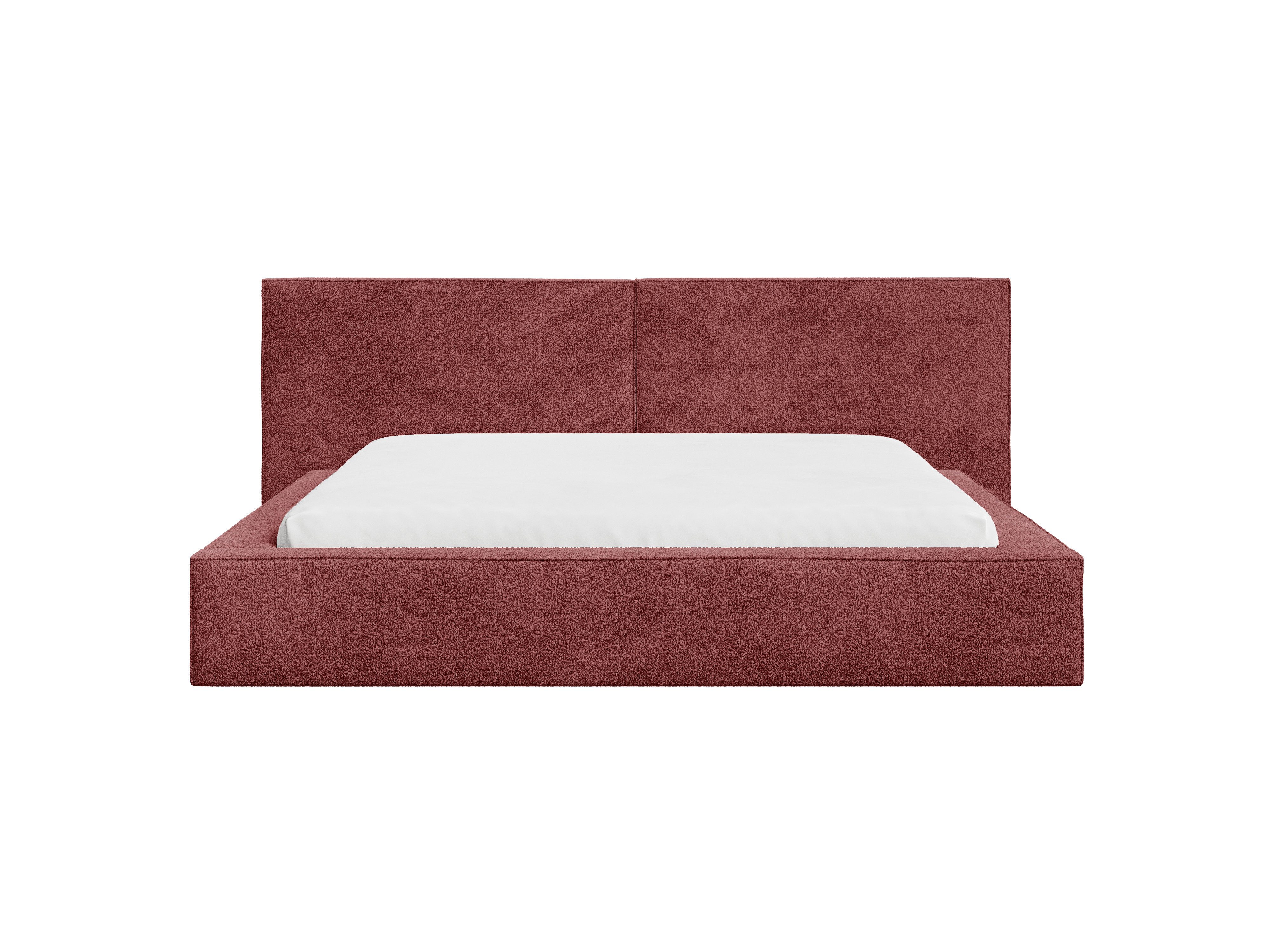 MOEBLO Polsterbett aus Bouclé Bett 06 (Bezug: Boucle, Doppelbett mit Kopfstütze, Rahmenbettgestell, mit Bettkasten und Lattenrost), gepolstertes Kopfteil