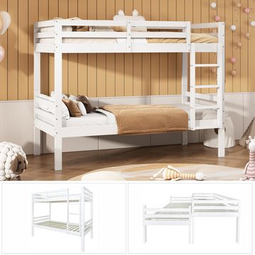 SOFTWEARY Etagenbett mit 2 Liegeflächen und Rausfallschutz (90x200 cm, umbaufähig zu 2 Einzelbetten), Kinderbett, Kiefer