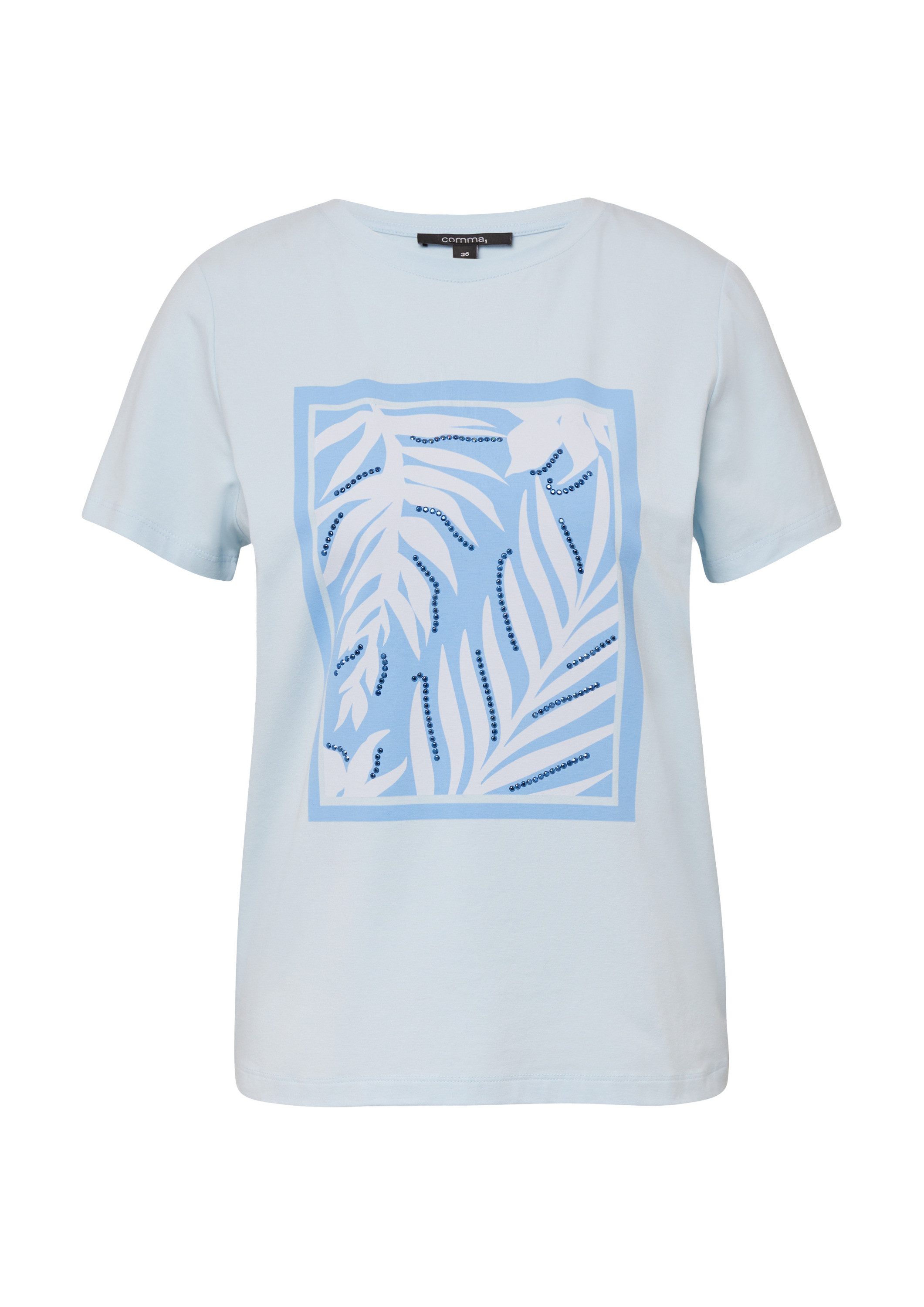 comma Kurzarmshirt T-Shirt T-Shirt aus Baumwollmix mit Schmucksteinen günstig online kaufen