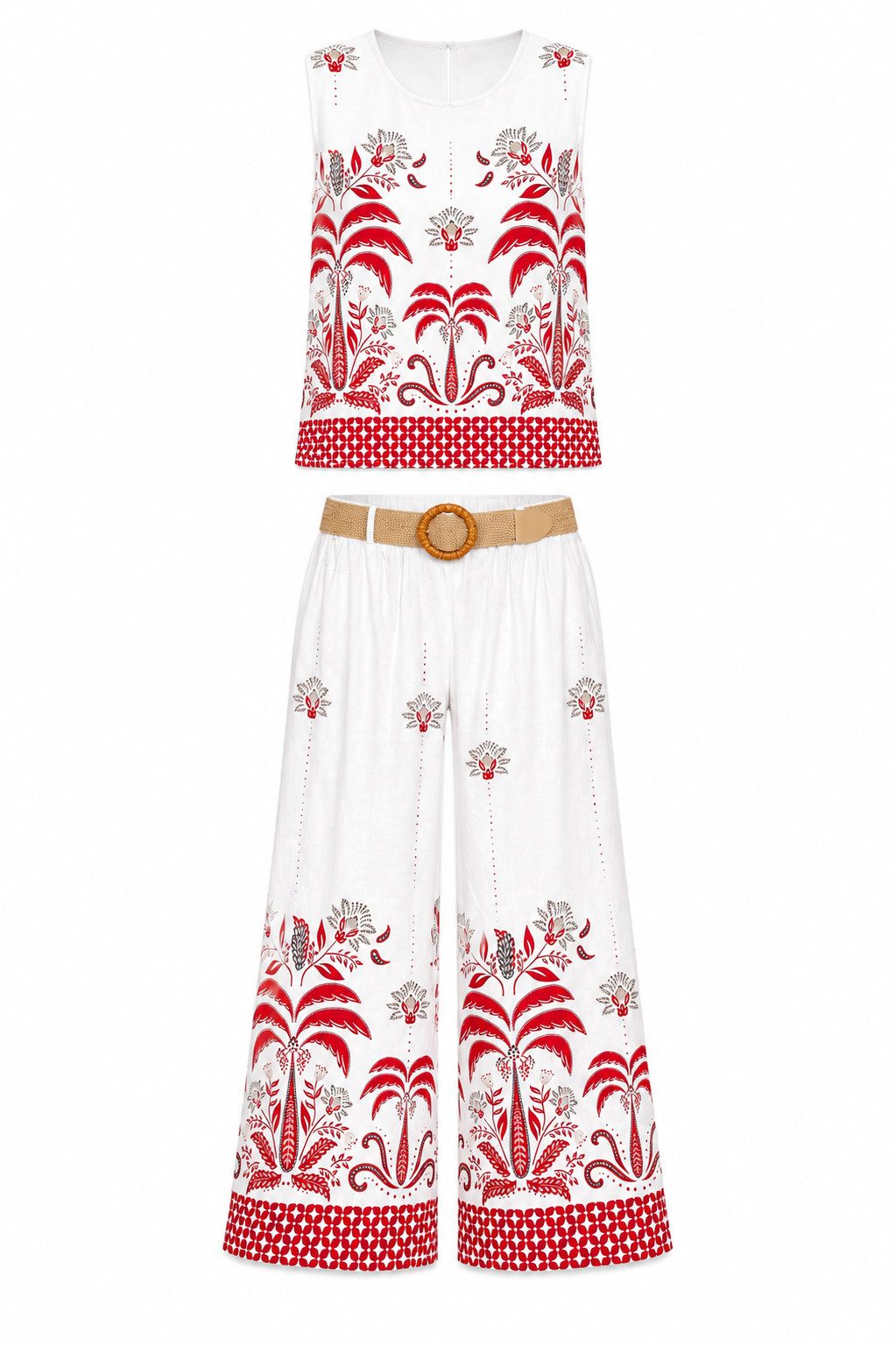 ITALY VIBES Jumpsuit - Zweiteiler Damen - Sommer Set mit Culotte und Print ONE SIZE / passend für Größen M bis XL
