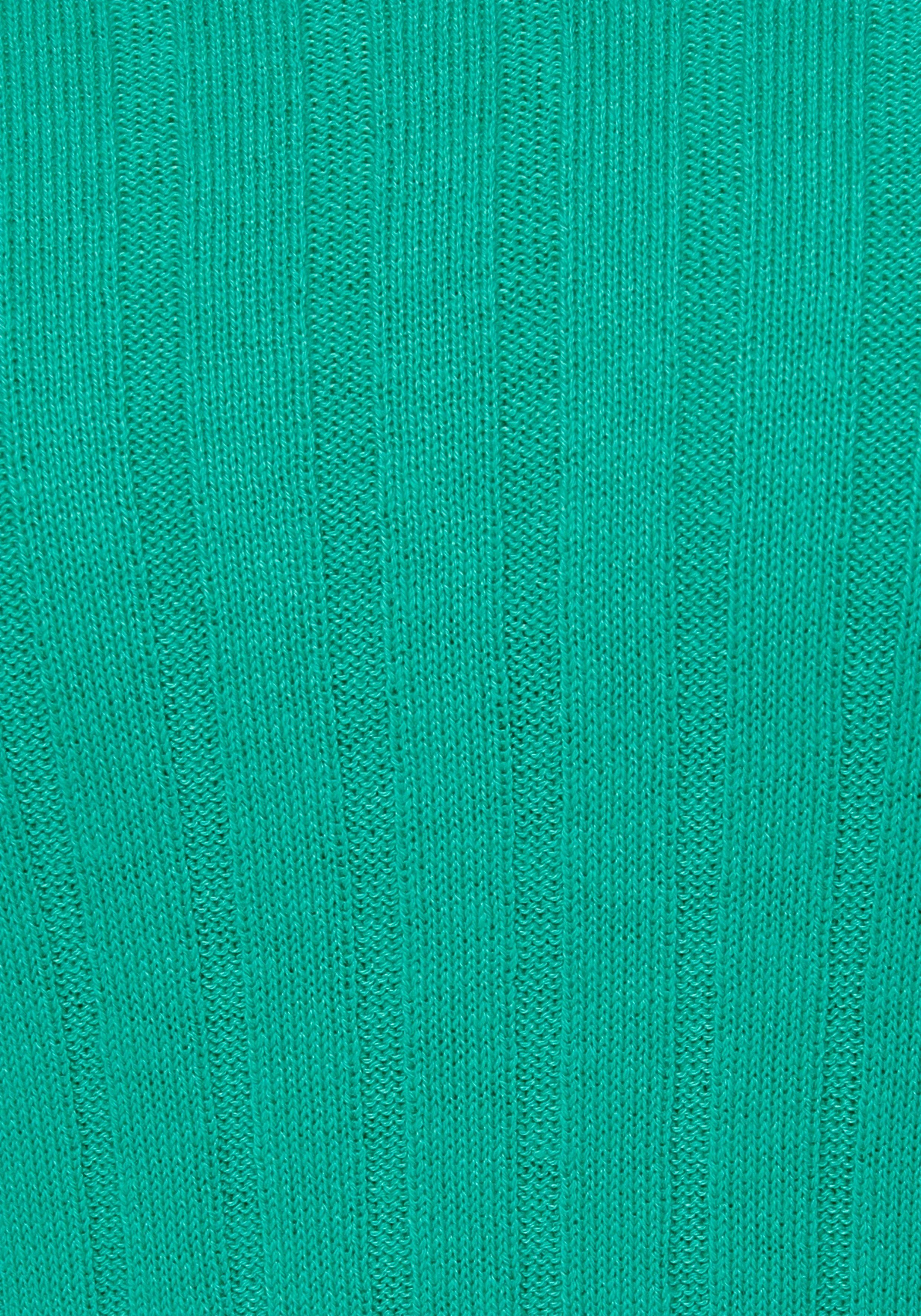 KangaROOS V-Ausschnitt-Pullover in breit geripptem Feinstrick grün