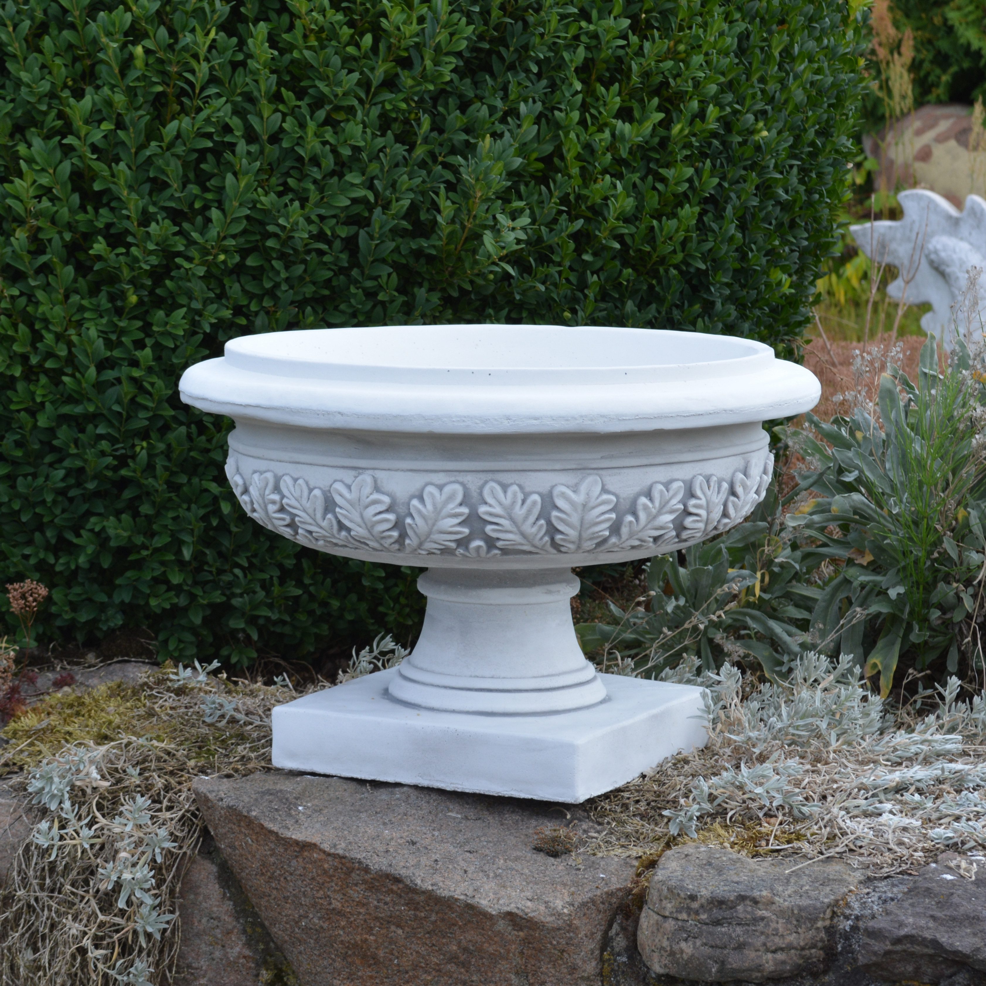 gartendekoparadies.de Pflanzschale Blumenschale Eichenblatt-Design Pflanzgefäß, H. 28 cm, 7 Liter, 21 kg, Frostsicher