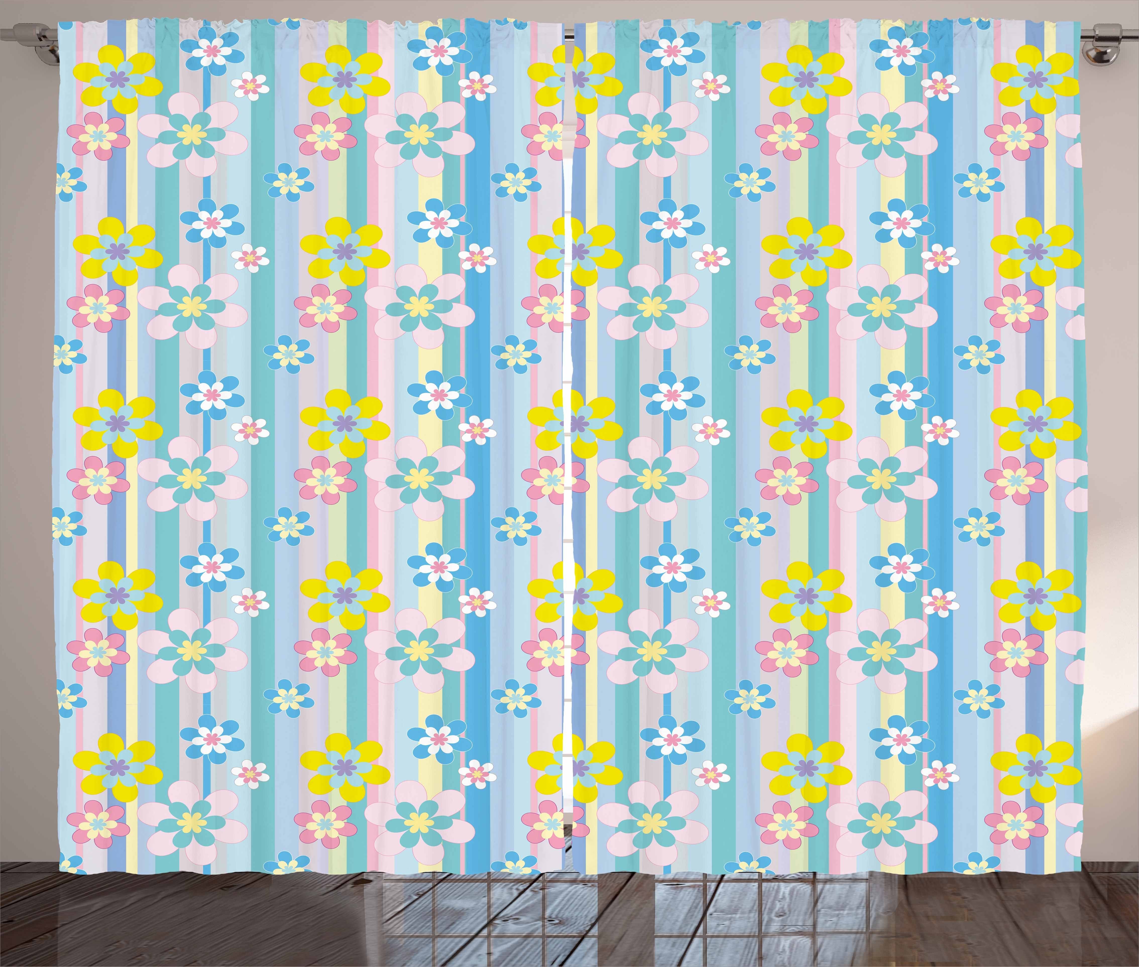 Gardine Schlafzimmer Kräuselband Vorhang und Frühlings-Gänseblümchen Haken, Abakuhaus, mit Schlaufen Pastell Abstrakte