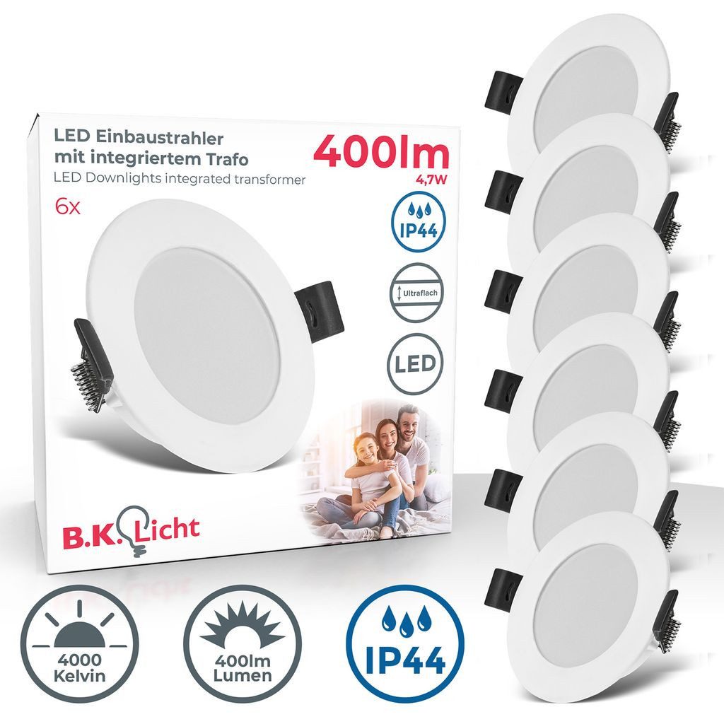 B.K.Licht LED Einbaustrahler LED Badezimmer Einbauleuchten IP44 weiß 230V U günstig online kaufen