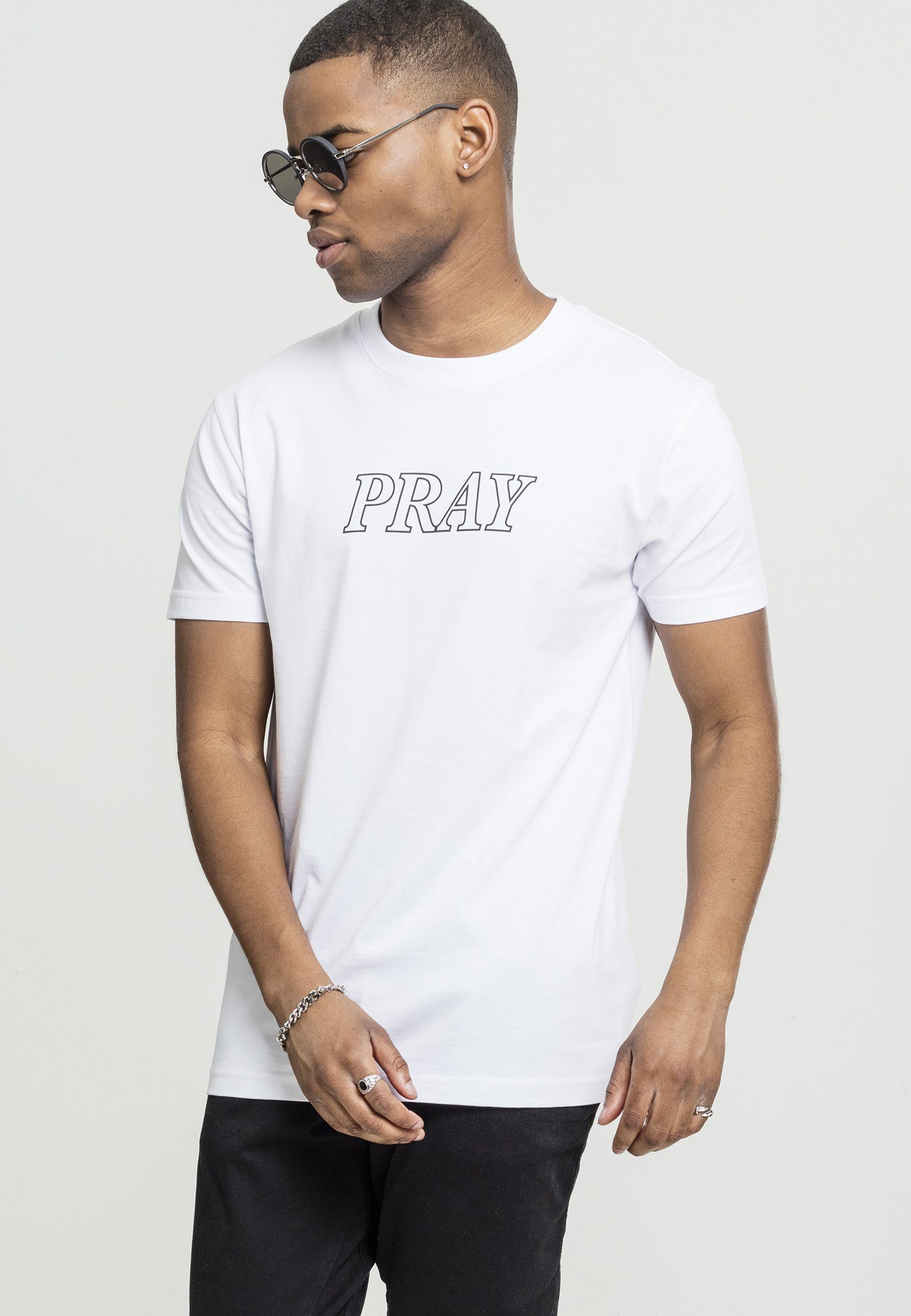 Hands Hands (1-tlg) Mister Pray T-Shirt white Herren MT630 Pray Tee Tee MisterTee