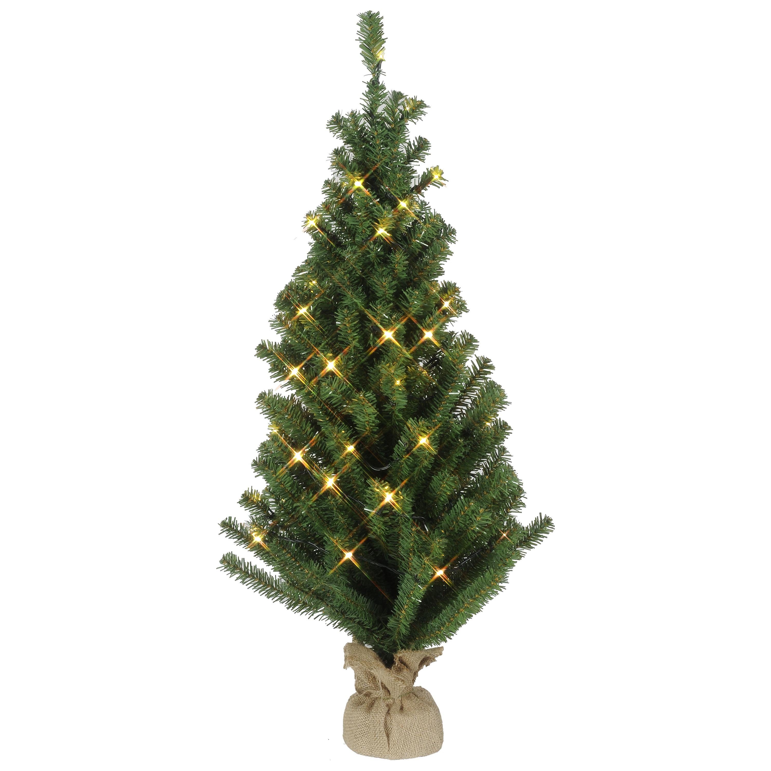 STAR TRADING Künstlicher Weihnachtsbaum Toppy, Künstlicher Weihnachtsbaum mit integrierten LED-Lichtern, Höhe 90 cm, grün, für Innen- und Außenbereich geeignet, mit 50 Zweigen.