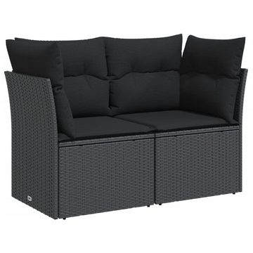 vidaXL Loungesofa Gartensofa mit Kissen 2-Sitzer Schwarz Poly Rattan