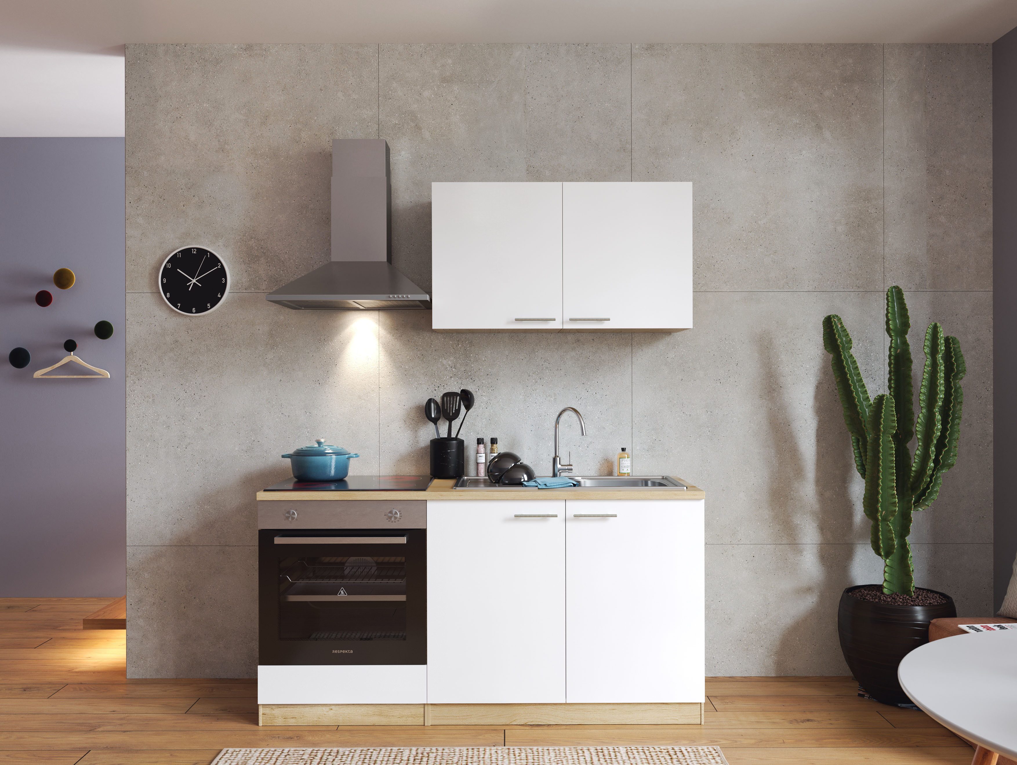 RESPEKTA Pantryküche Merle, Breite 160 cm, mit E-Geräten, Soft-Close, wahlweise mit Induktion