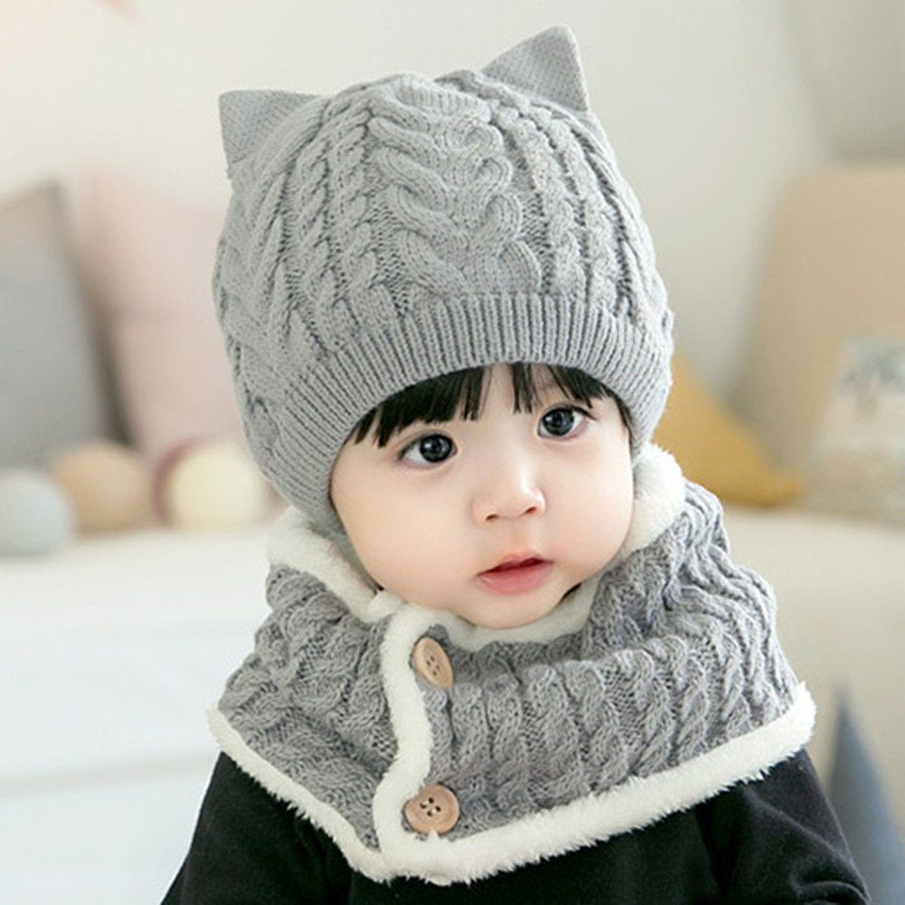 gray Kinder Strickmütze, Mütze,Schlupfmütze Jungen Strickmütze 2 Mädchen Warme Warm Stück baby Baby Wintermütze XDeer Strickmütze