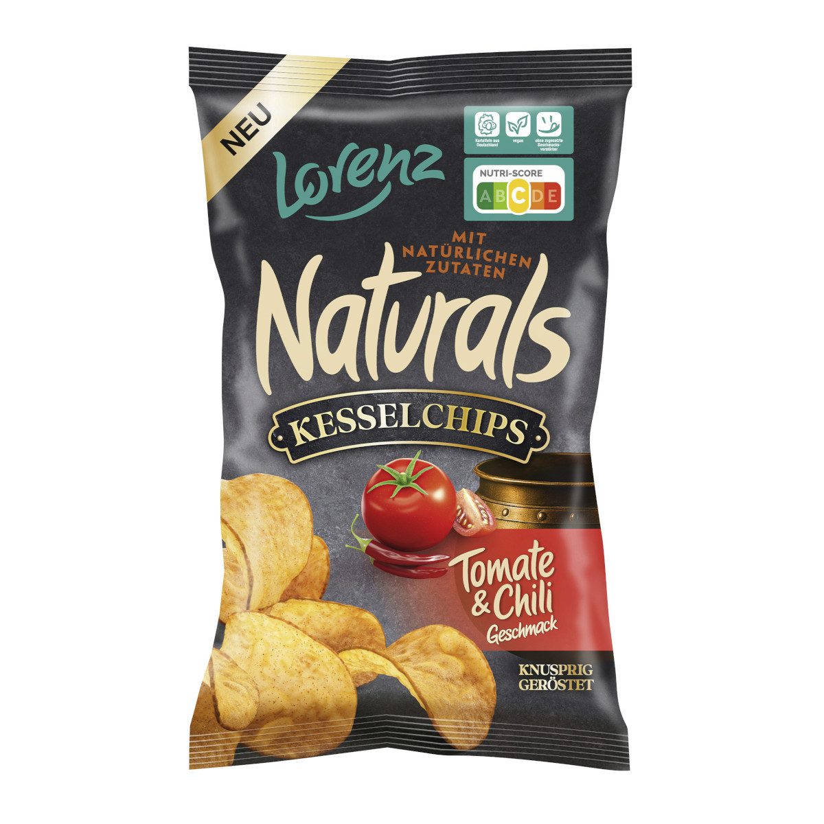LORENZ Knabberei, Lorenz Naturals Kesselchips Tomate und Chili Geschmack Packung 95g