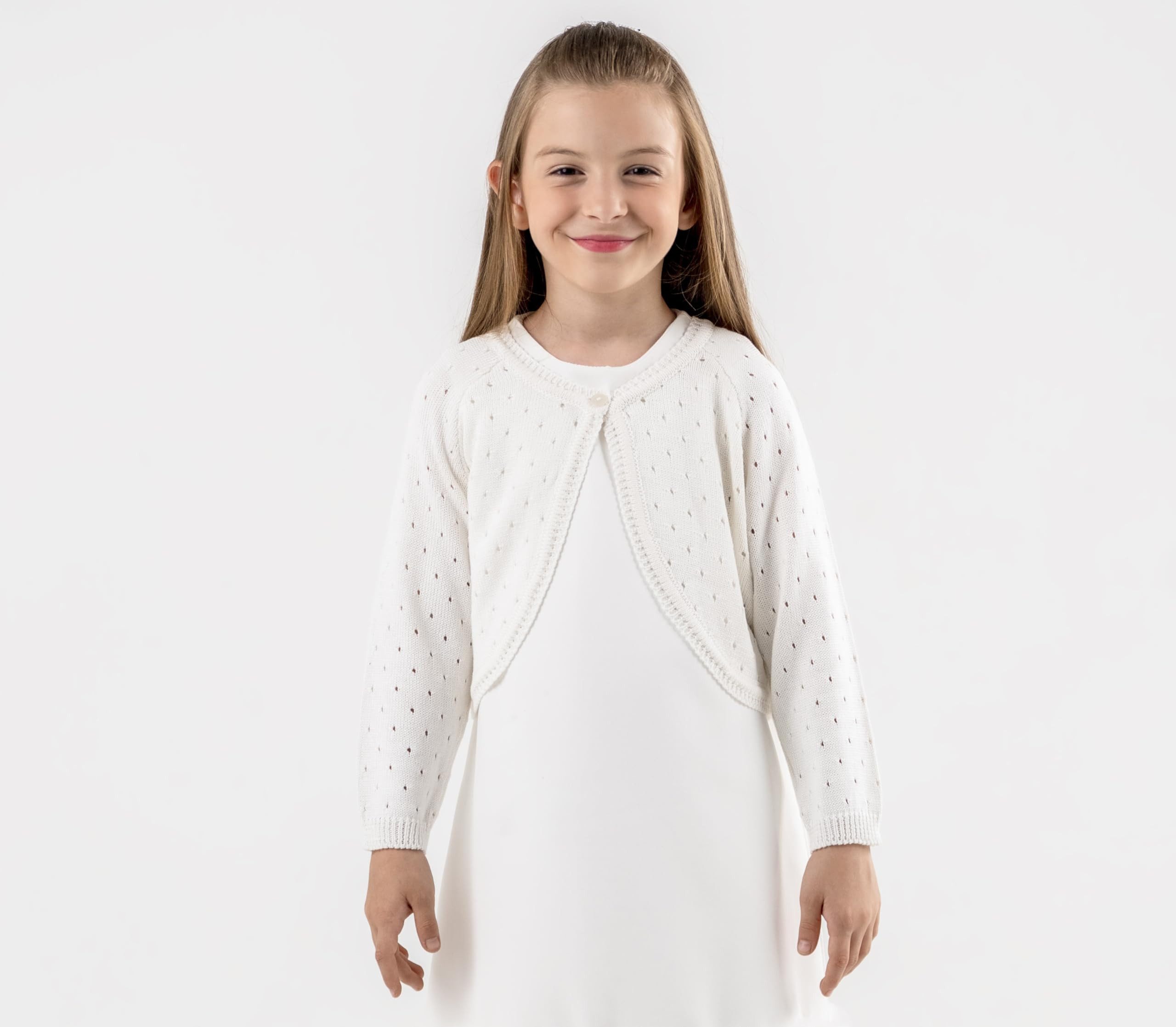 Minora Strickkleid Baby/Kind Bolero Taufweste Strickwaren Mädchen Langarm 3-10 Jahre