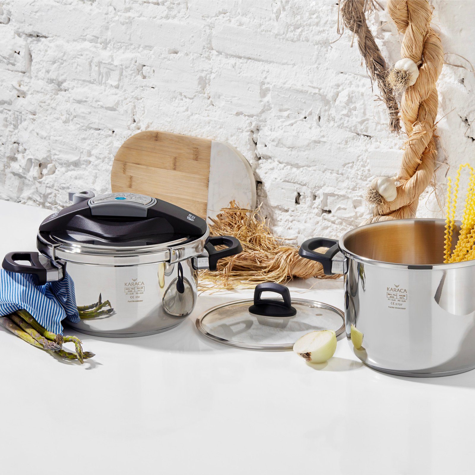 Karaca Schnellkochtopf Perfect Gray 4L + 6L Schnellkochtopf Set, Edelstahl, Induktions