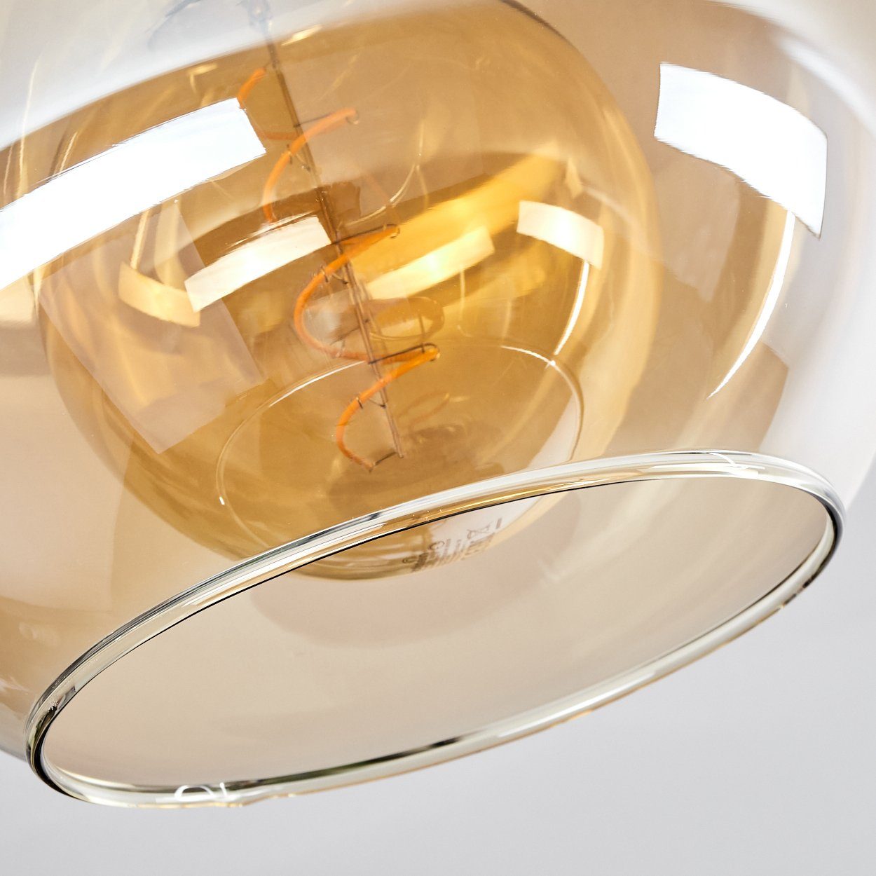 aus Metall/Glas ohne Leuchtmittel, Deckenlampe hofstein mit im Deckenleuchte in Glas Schirm Leuchte Retro/Vintage-Design »Cesaro« Schwarz/Bernsteinfarben, (25cm), aus 1xE27