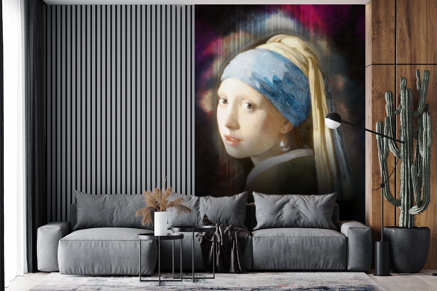 (3 Wandtapete bedruckt, Tapete - Johannes Vermeer - Mädchen mit für Montagefertig Perlenohrring MuchoWow St), Vinyl Matt, Fototapete Wohnzimmer, Ölgemälde,