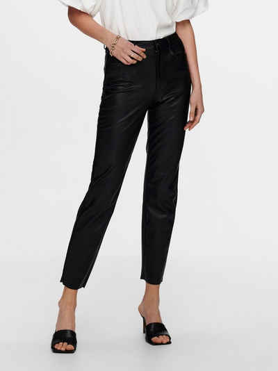 ONLY Lederimitathose High WaistPU Kunstleder Hose Stretch Pants Beschichtet ONLEMILY 4364 in Schwarz