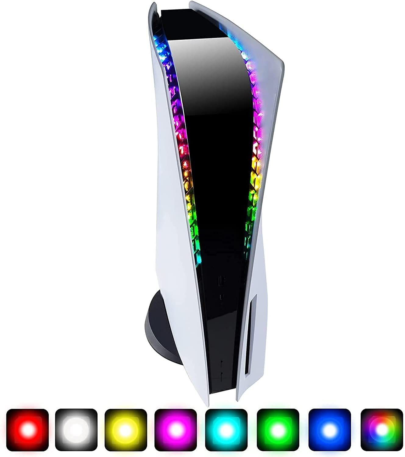 Tadow PS5-Konsole LED-Lichtleiste, 8 PlayStation USB-Taste/Fernbedienung/App, Farben 5-Controller