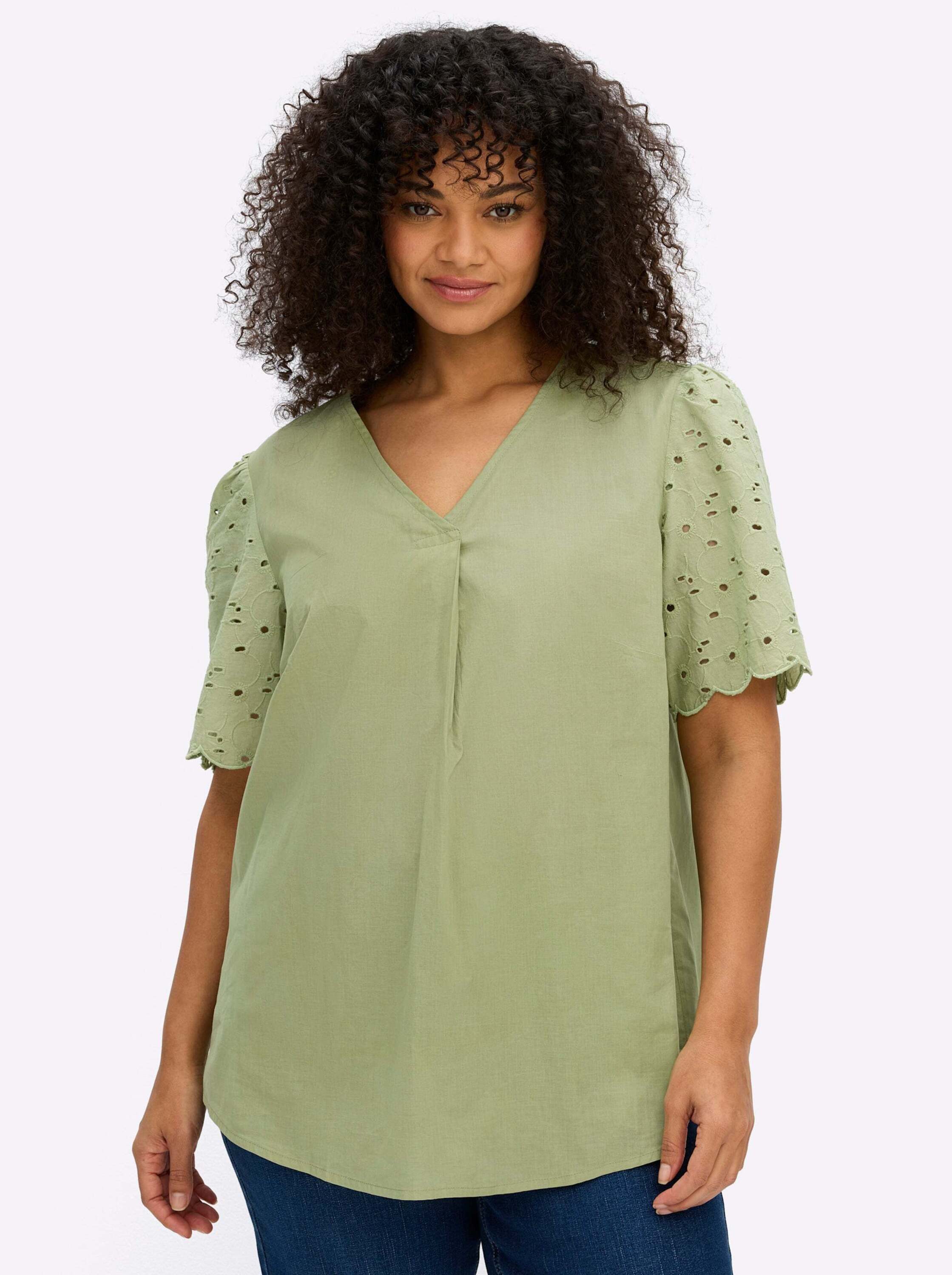 Sheego Klassische Bluse Kurzarmbluse Kurzarm