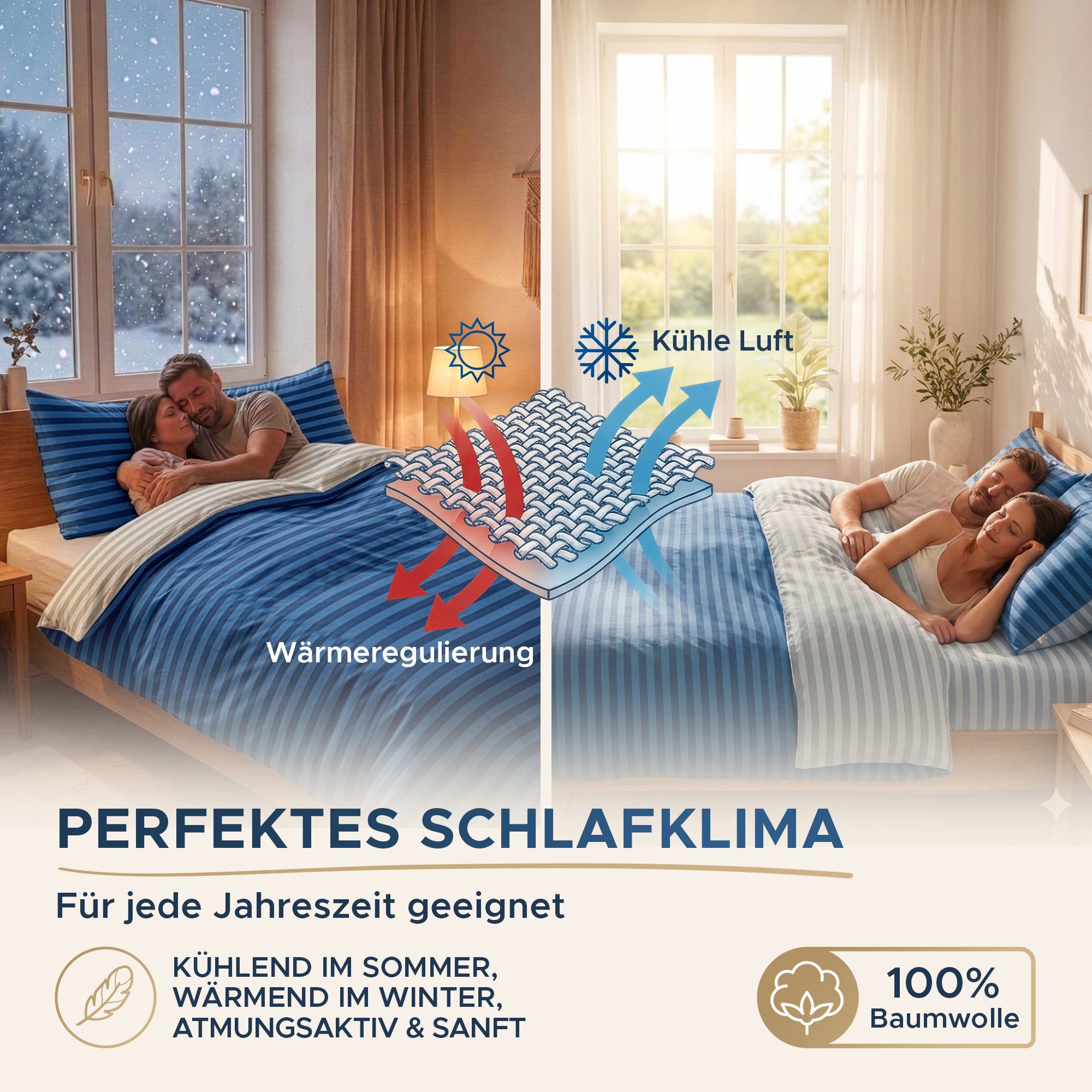 Malika Bettwäsche Baumwolle weiche Bettwäsche für gemütliche Nächte, Baumwolle, 2 teilig, Für Allergiker geeignet, pflegeleicht, angenehm weicher Stoff – Bild 4 von 5