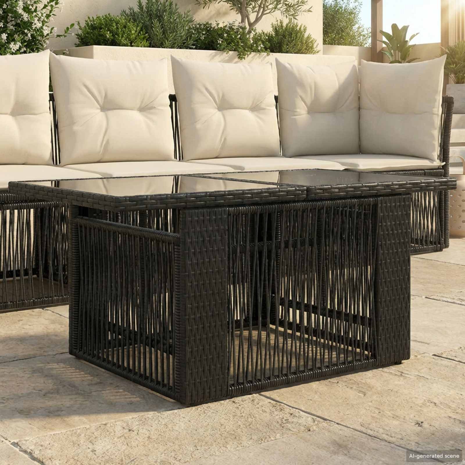 vidaXL Gartentisch Garten Lifting Up Tisch Schwarz 100 x 55 x 37 cm (1-St)
